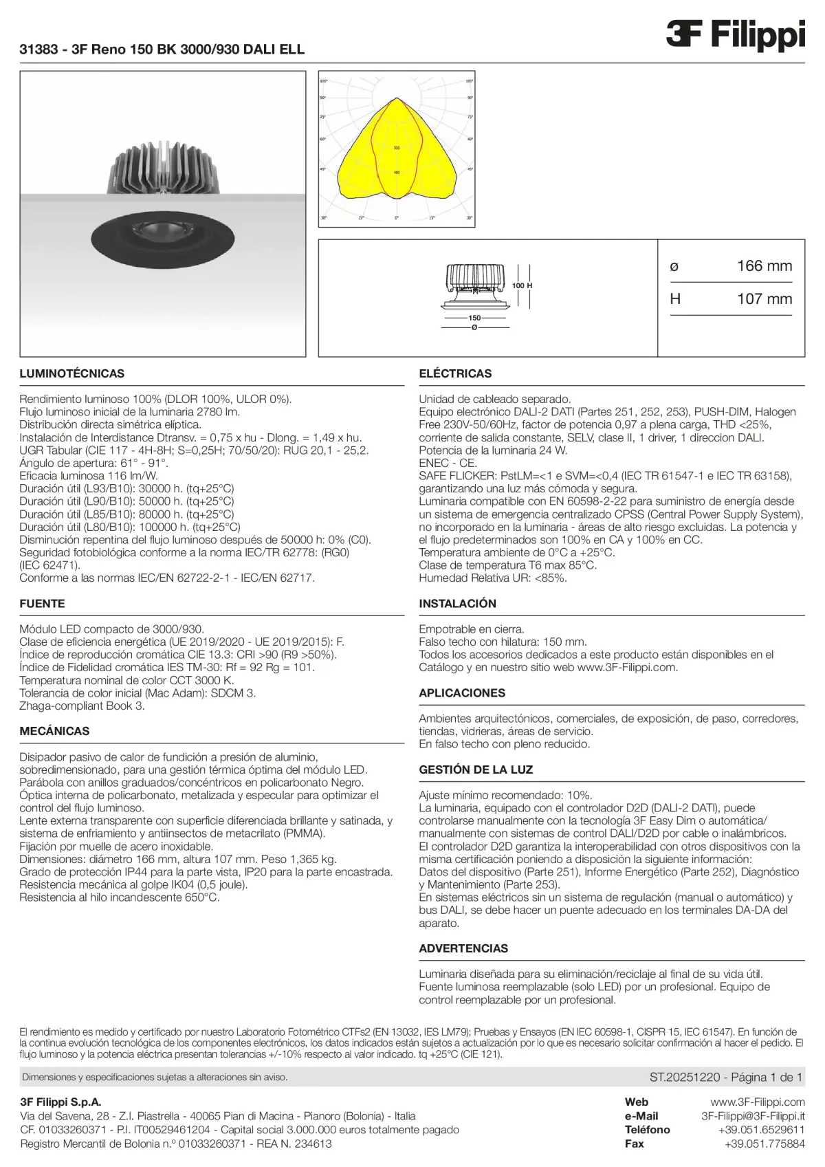 31383 - 3F Reno 150 BK 3000-930 DALI ELL - Datasheet - es