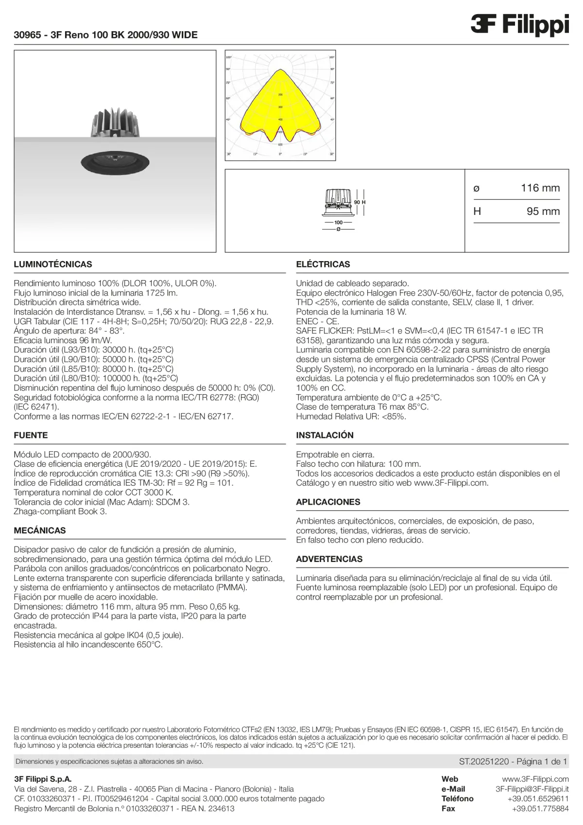 30965 - 3F Reno 100 BK 2000-930 WIDE - Datasheet - es