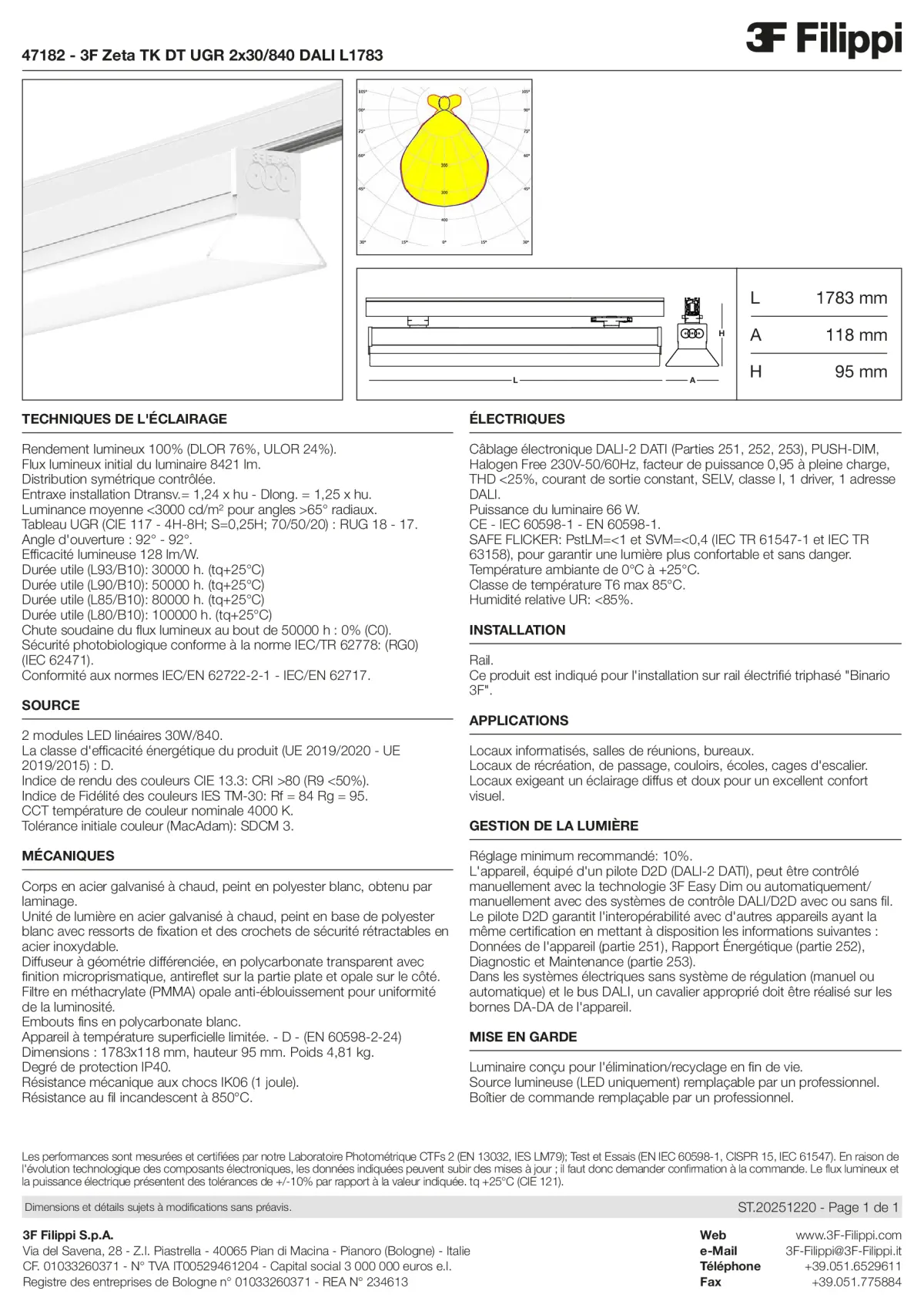 47182 - 3F Zeta TK DT UGR 2x30-840 DALI L1783 - Datasheet - fr