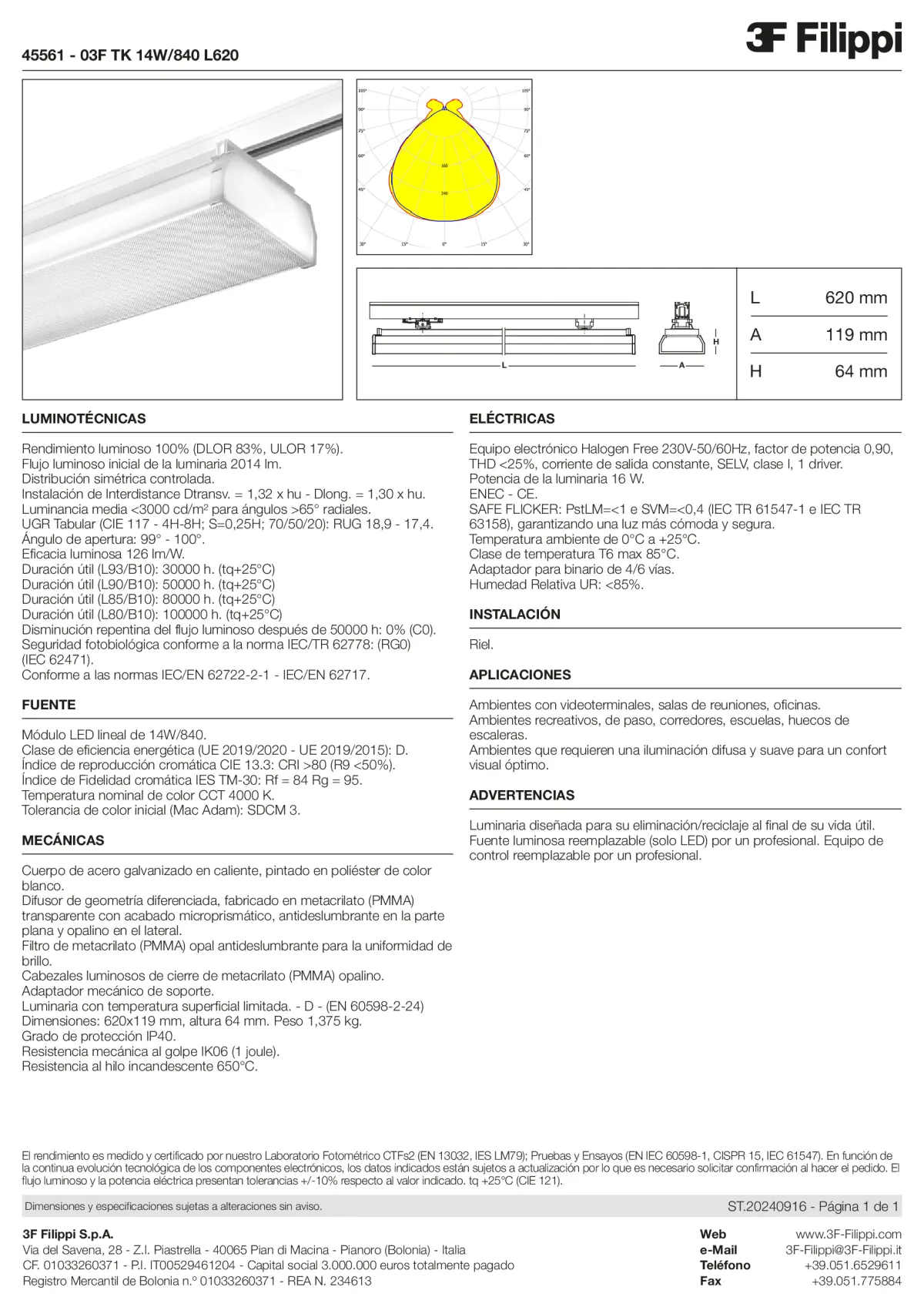 45561 - 03F TK 14W-840 L620 - Datasheet - es