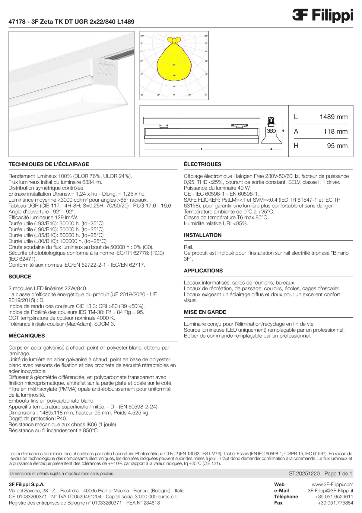 47178 - 3F Zeta TK DT UGR 2x22-840 L1489 - Datasheet - fr