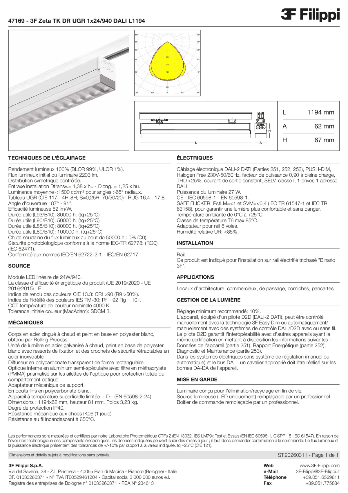 47169 - 3F Zeta TK DR UGR 1x24-940 DALI L1194 - Datasheet - fr