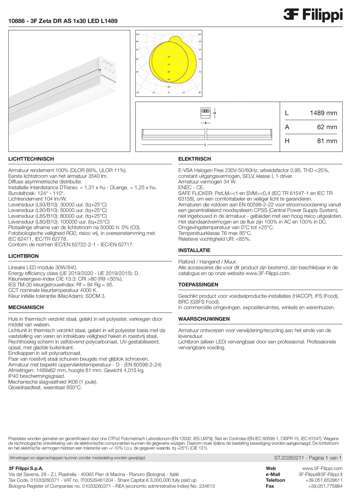 10886 - 3F Zeta DR AS 1x30 LED L1489 - Datasheet - nl