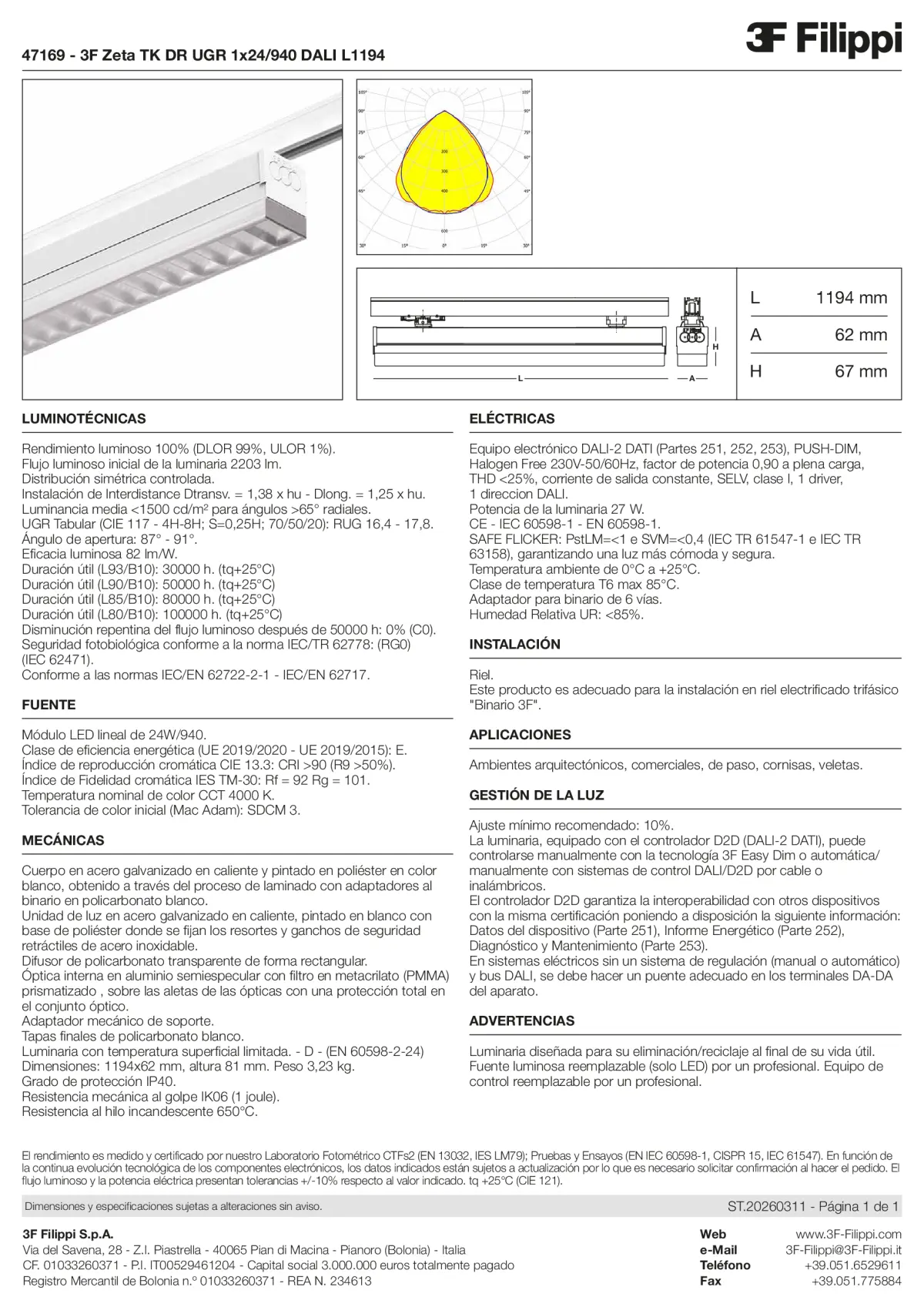 47169 - 3F Zeta TK DR UGR 1x24-940 DALI L1194 - Datasheet - es
