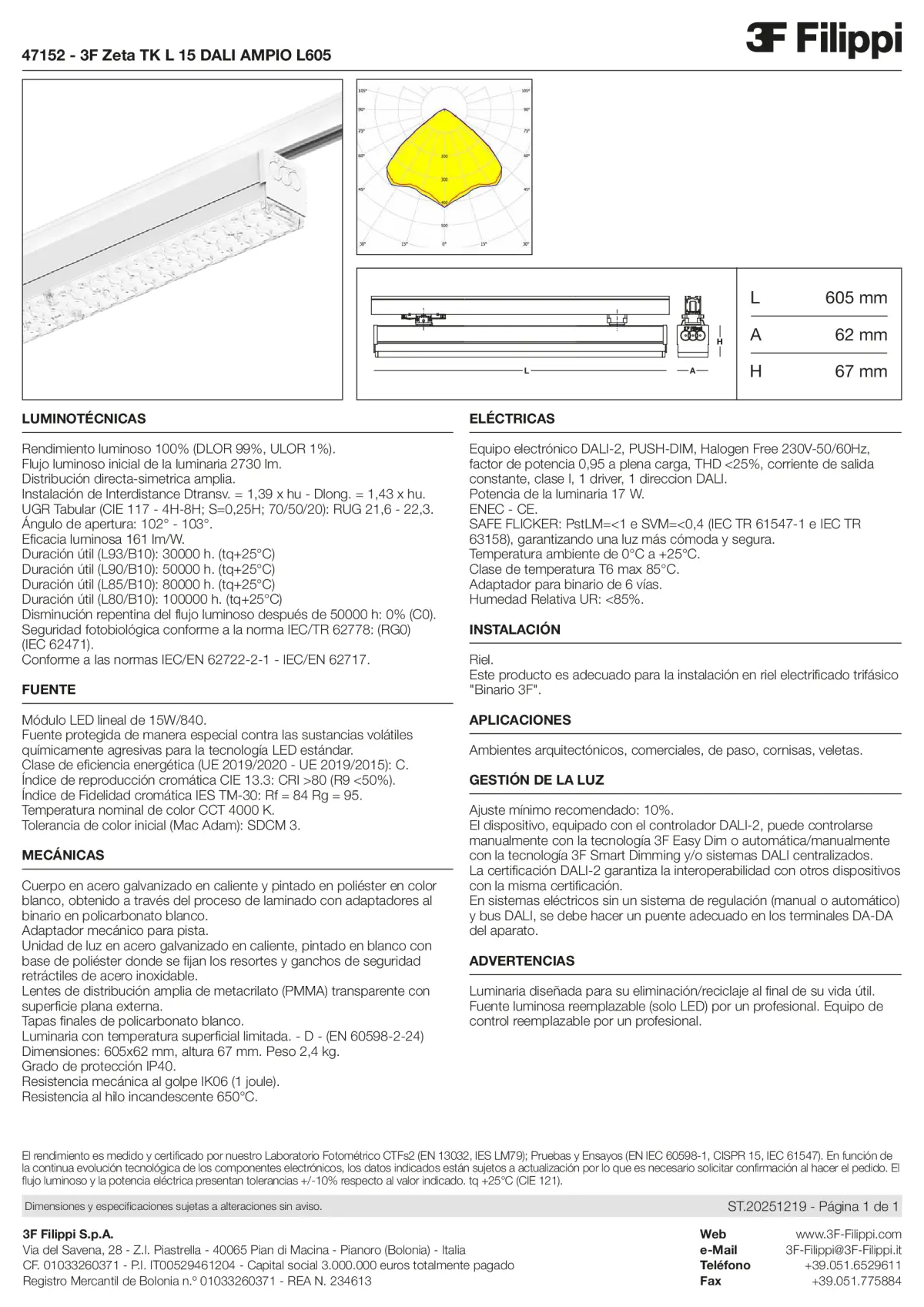 47152 - 3F Zeta TK L 15 DALI AMPIO L605 - Datasheet - es