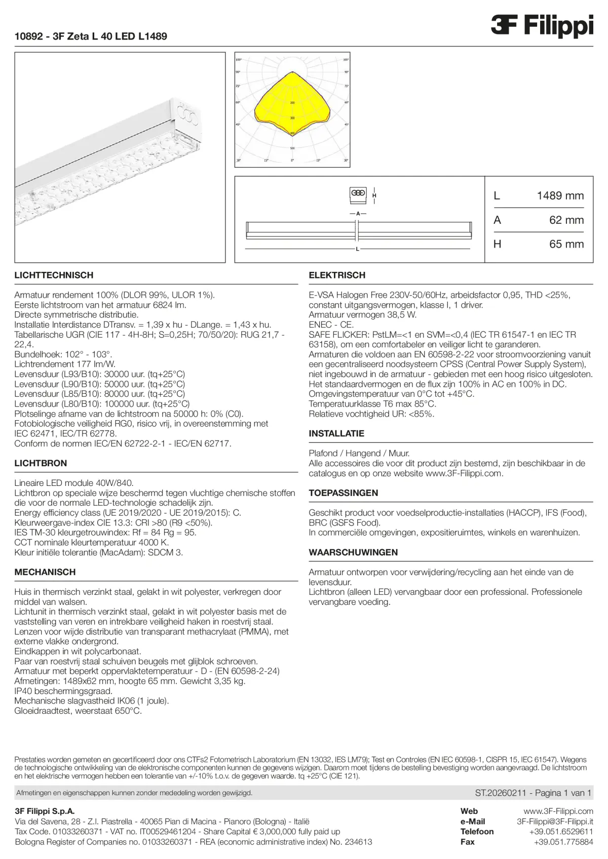 10892 - 3F Zeta L 40 LED L1489 - Datasheet - nl