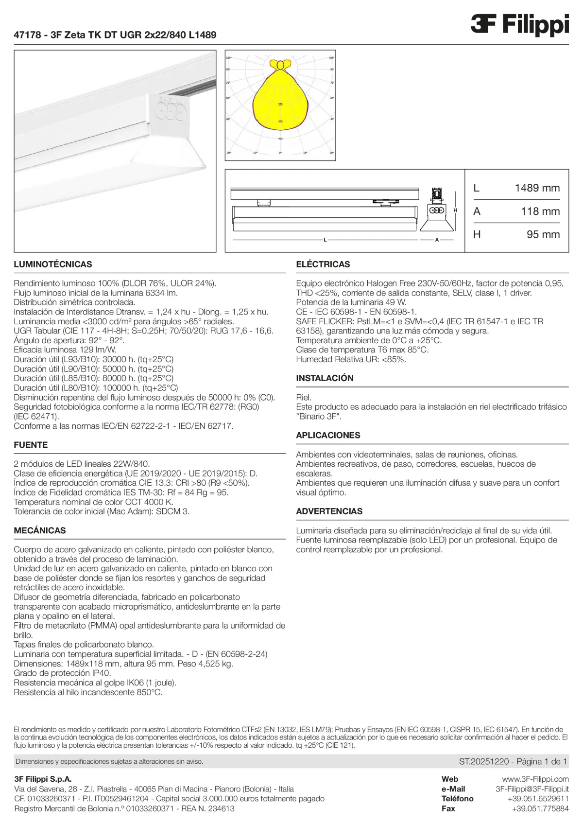 47178 - 3F Zeta TK DT UGR 2x22-840 L1489 - Datasheet - es
