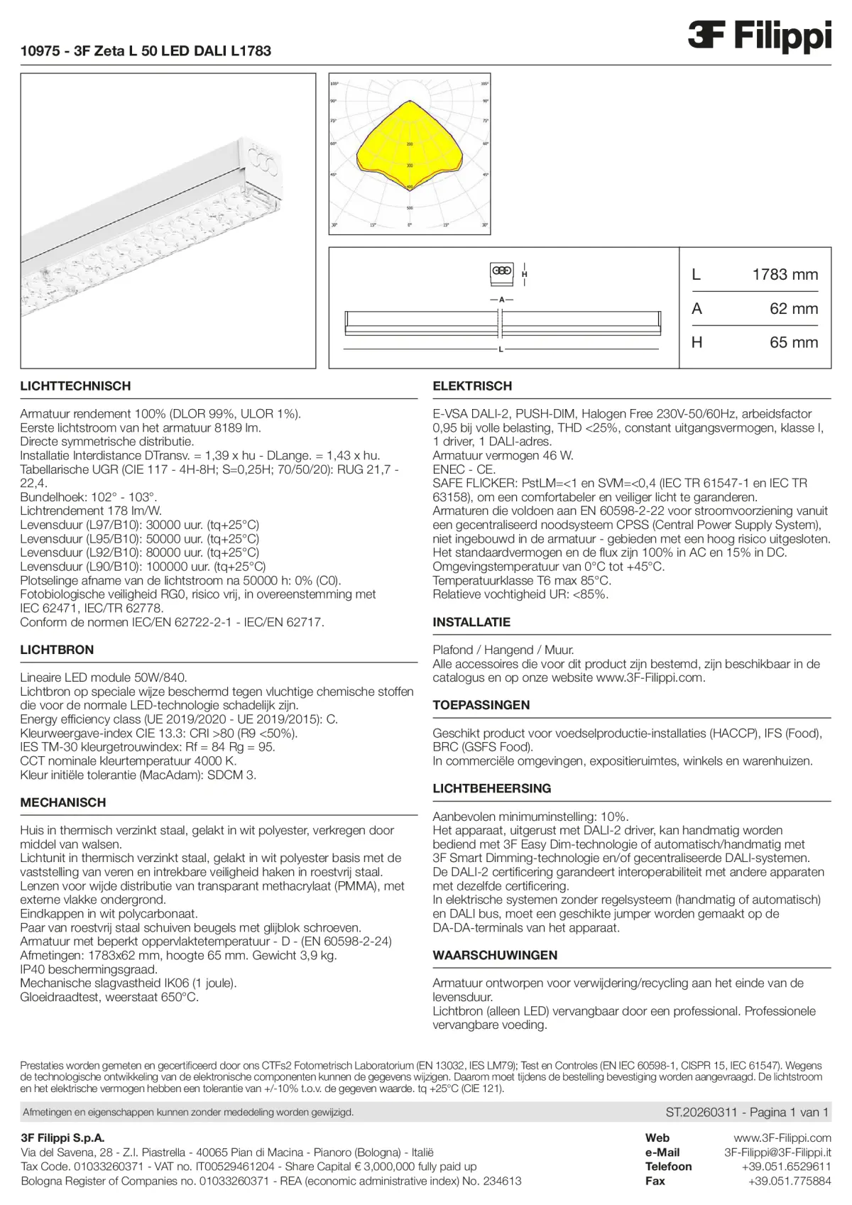 10975 - 3F Zeta L 50 LED DALI L1783 - Datasheet - nl