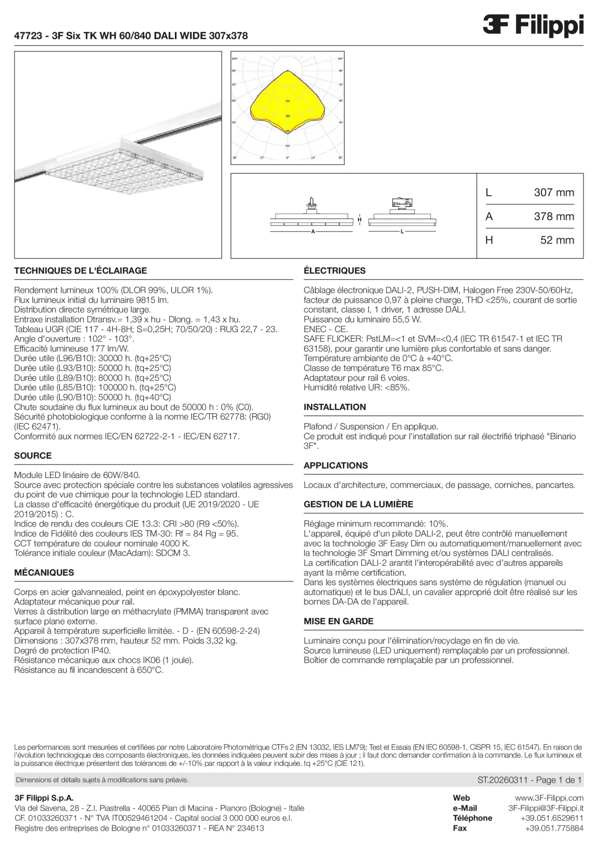 47723 - 3F Six TK WH 60-840 DALI WIDE 307x378 - Datasheet - fr