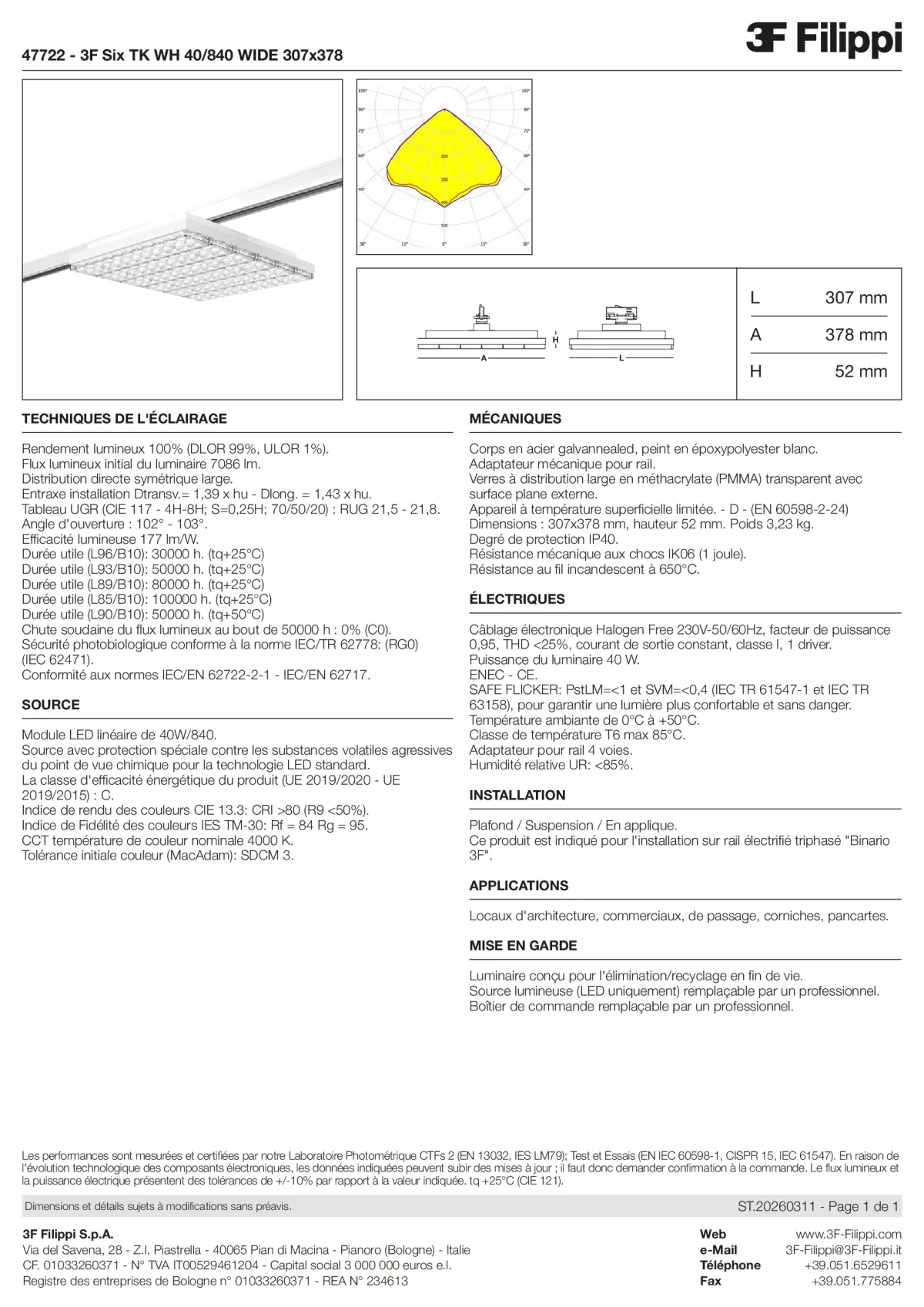 47722 - 3F Six TK WH 40-840 WIDE 307x378 - Datasheet - fr