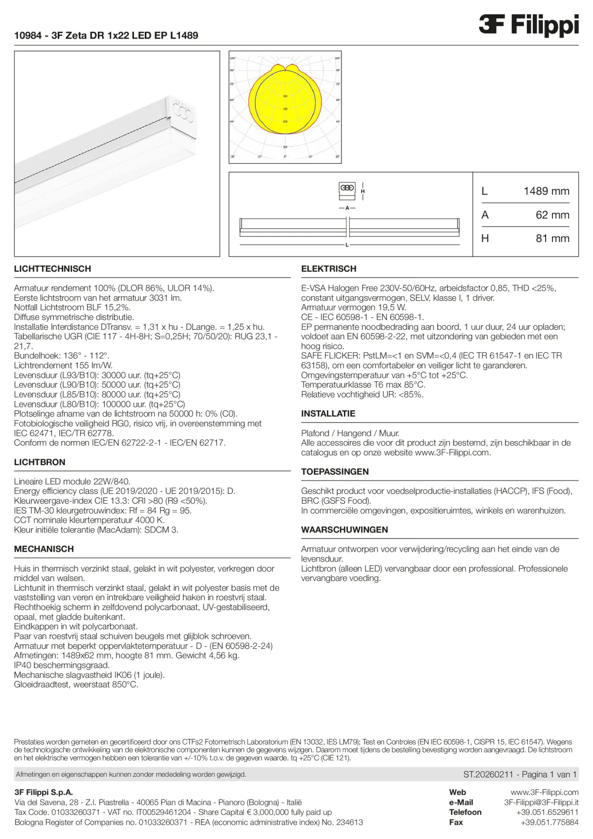 10984 - 3F Zeta DR 1x22 LED EP L1489 - Datasheet - nl
