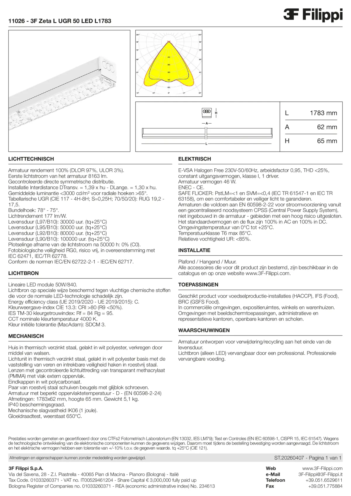 11026 - 3F Zeta L UGR 50 LED L1783 - Datasheet - nl