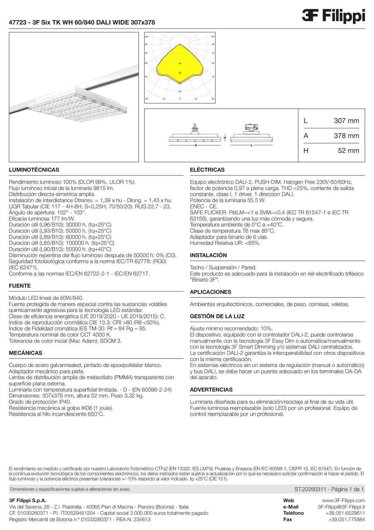 47723 - 3F Six TK WH 60-840 DALI WIDE 307x378 - Datasheet - es