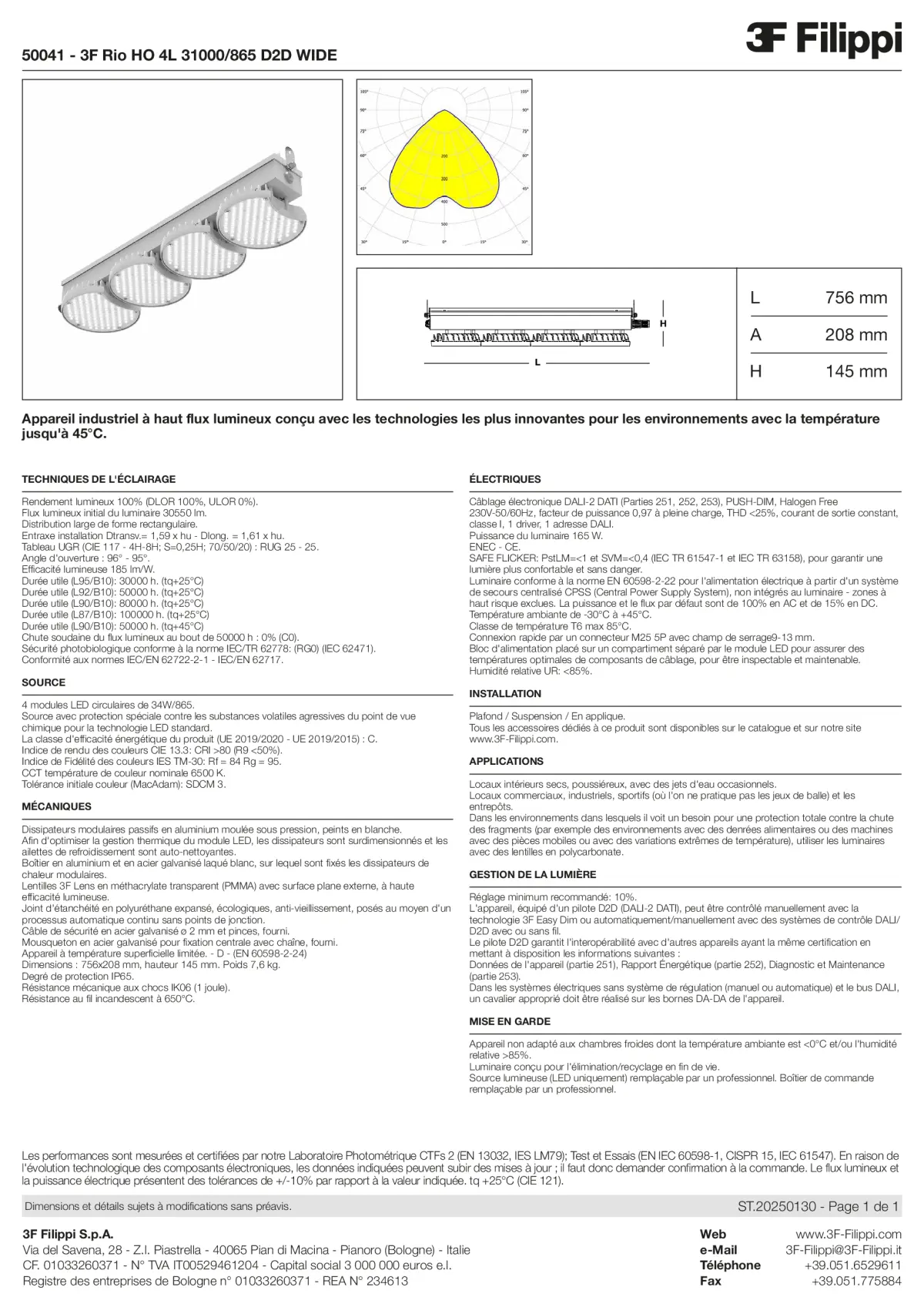 50041 - 3F Rio HO 4L 31000-865 D2D WIDE - Datasheet - fr