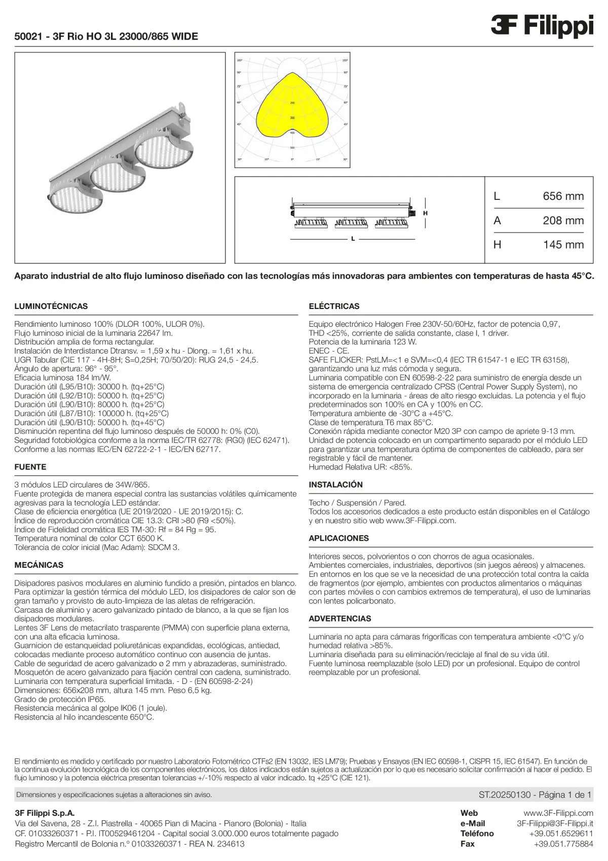 50021 - 3F Rio HO 3L 23000-865 WIDE - Datasheet - es