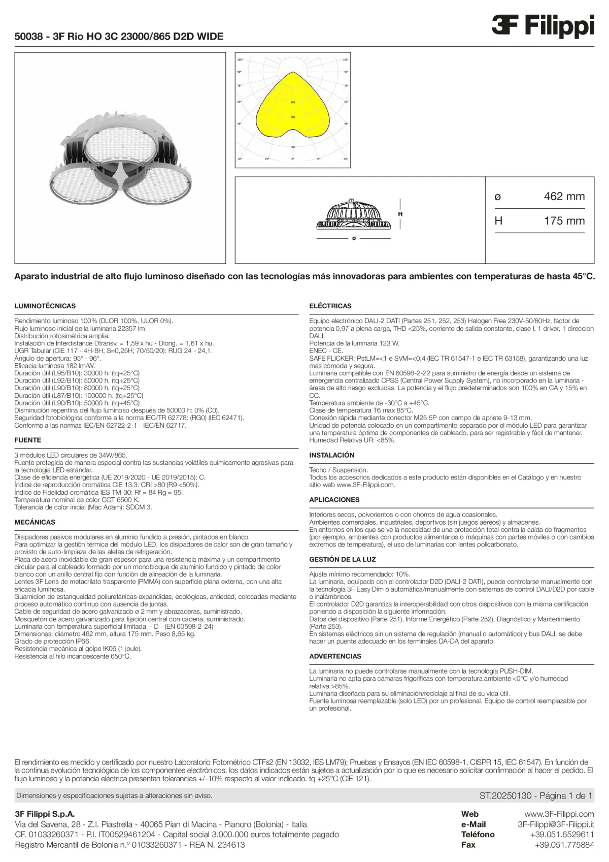 50038 - 3F Rio HO 3C 23000-865 D2D WIDE - Datasheet - es