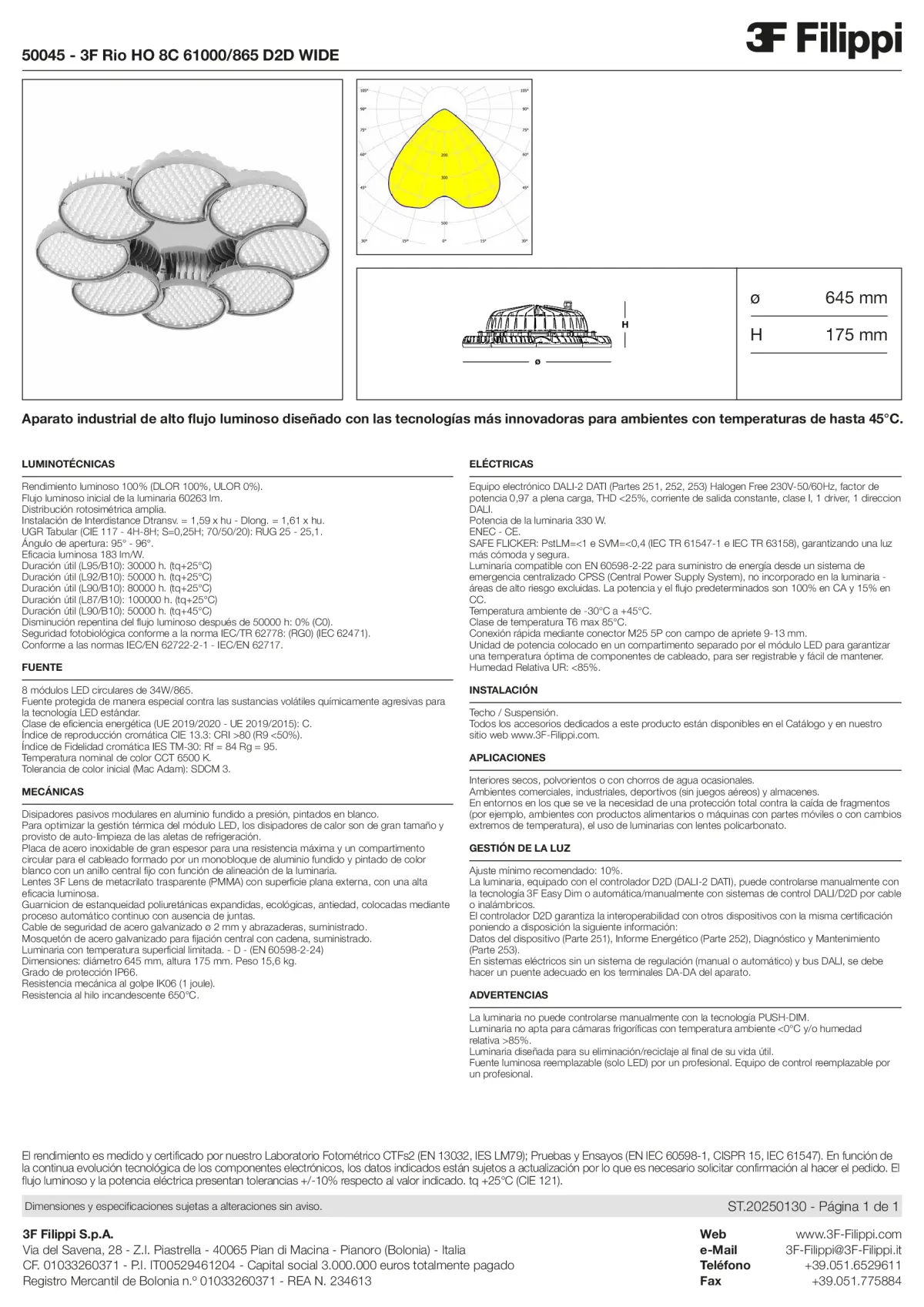 50045 - 3F Rio HO 8C 61000-865 D2D WIDE - Datasheet - es