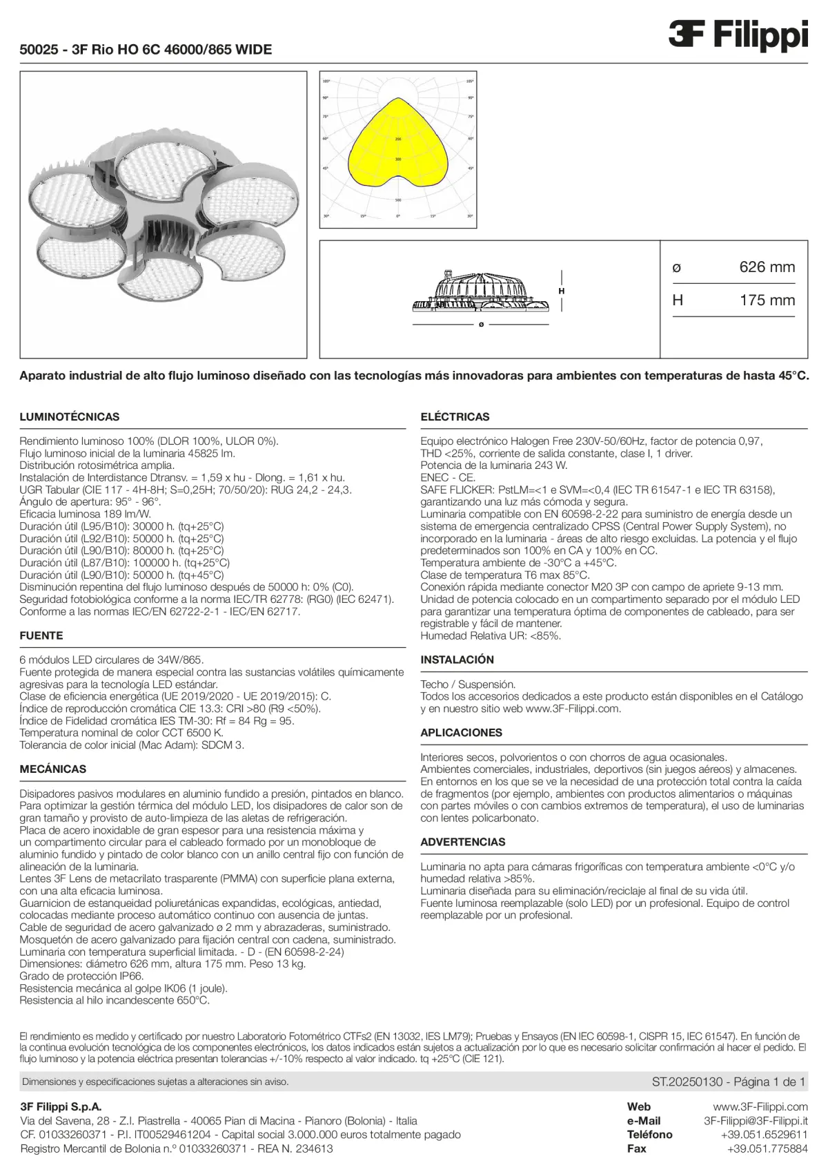 50025 - 3F Rio HO 6C 46000-865 WIDE - Datasheet - es