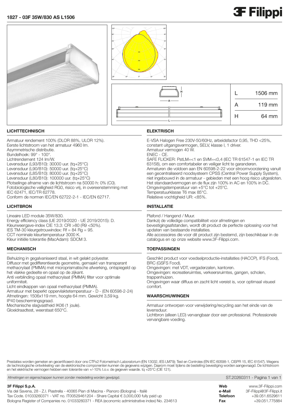 1827 - 03F 35W-830 AS L1506 - Datasheet - nl