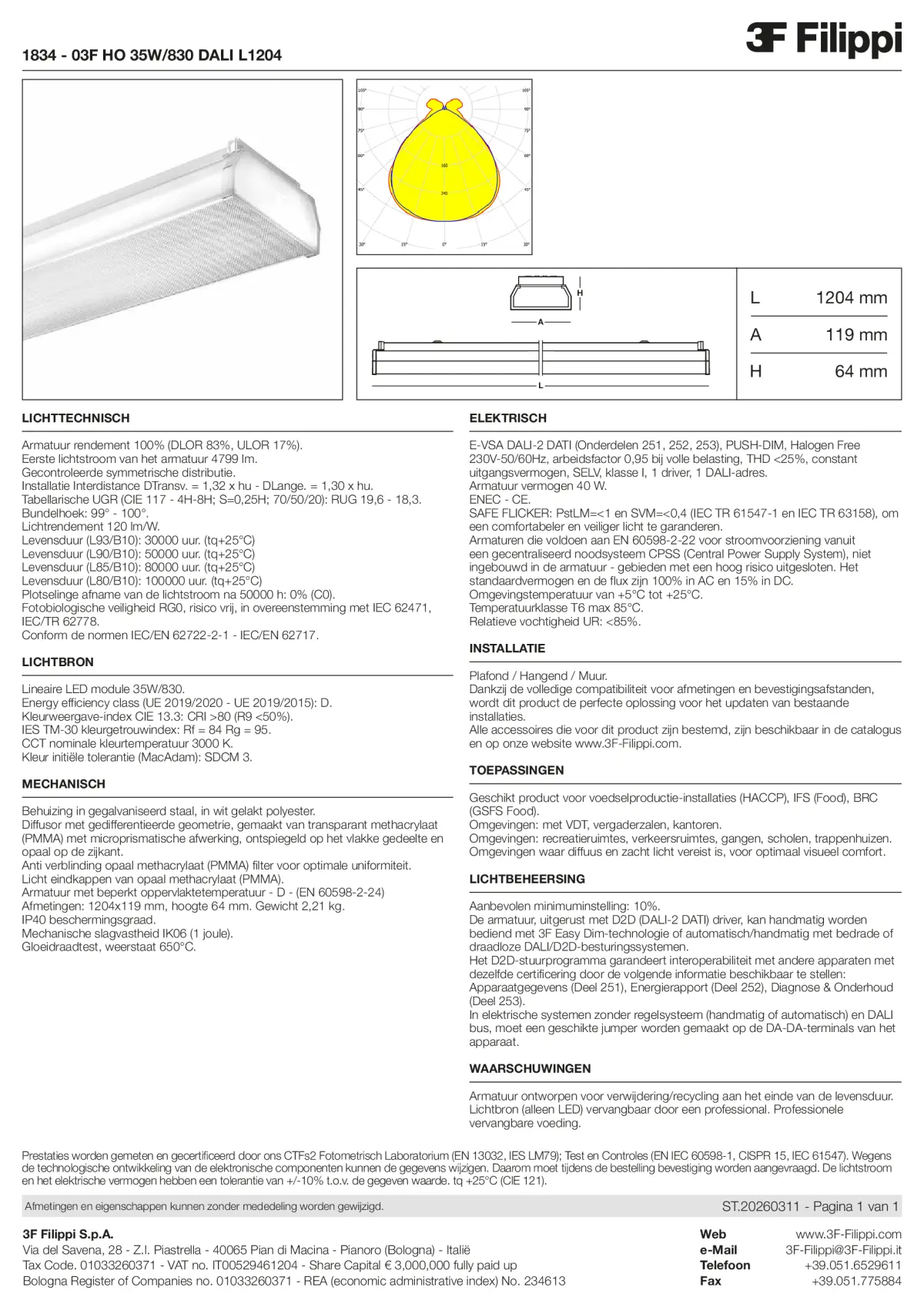 1834 - 03F HO 35W-830 DALI L1204 - Datasheet - nl