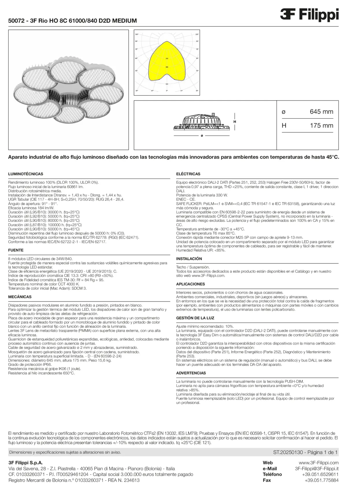 50072 - 3F Rio HO 8C 61000-840 D2D MEDIUM - Datasheet - es