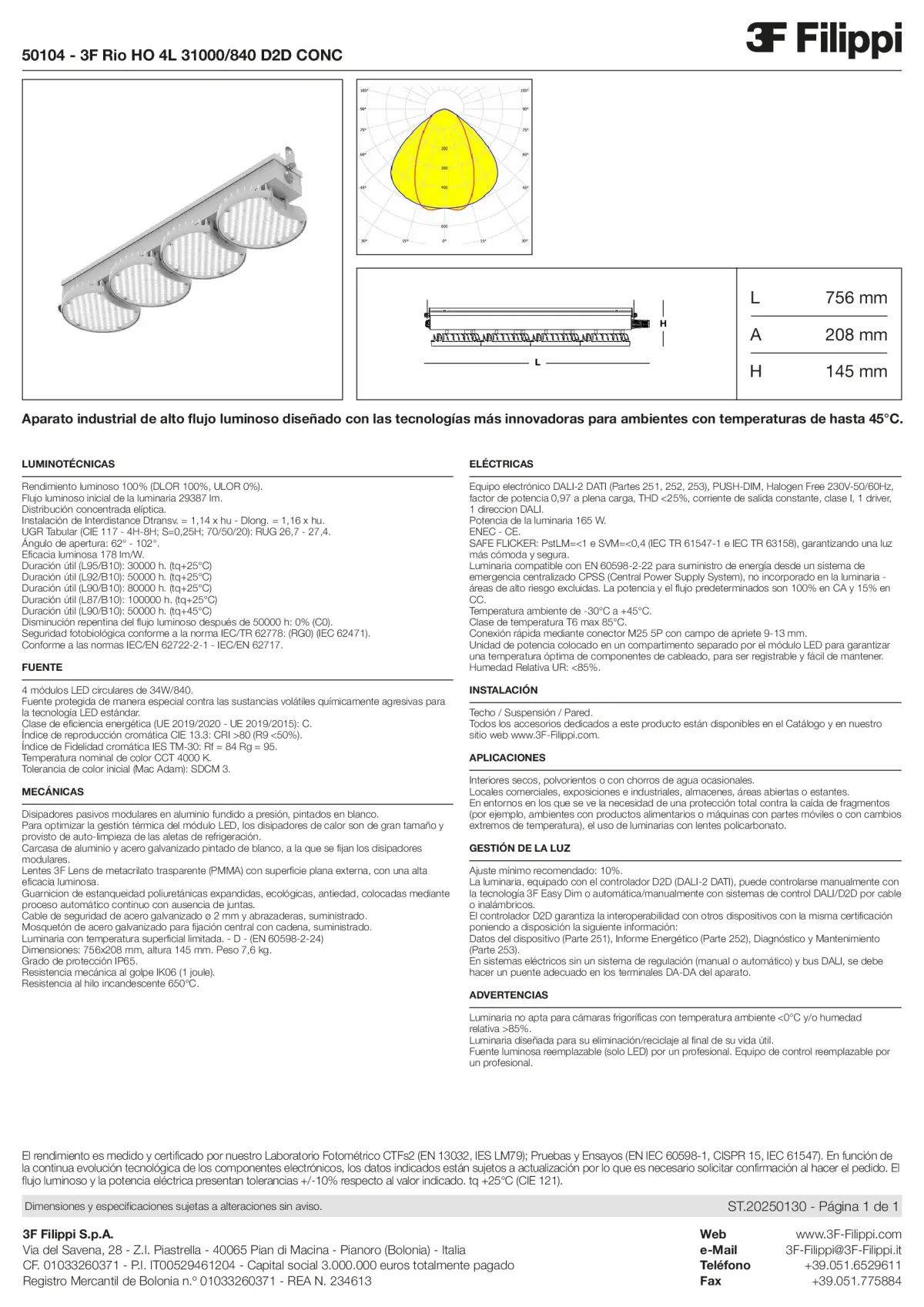 50104 - 3F Rio HO 4L 31000-840 D2D CONC - Datasheet - es