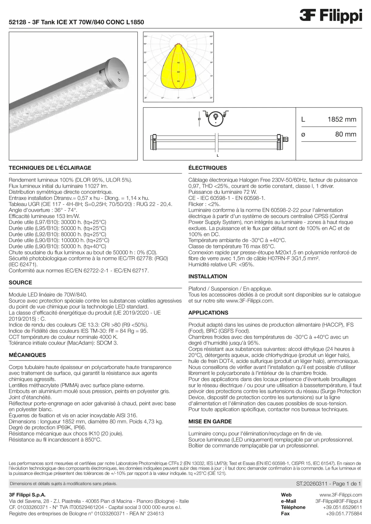 52128 - 3F Tank ICE XT 70W-840 CONC L1850 - Datasheet - fr