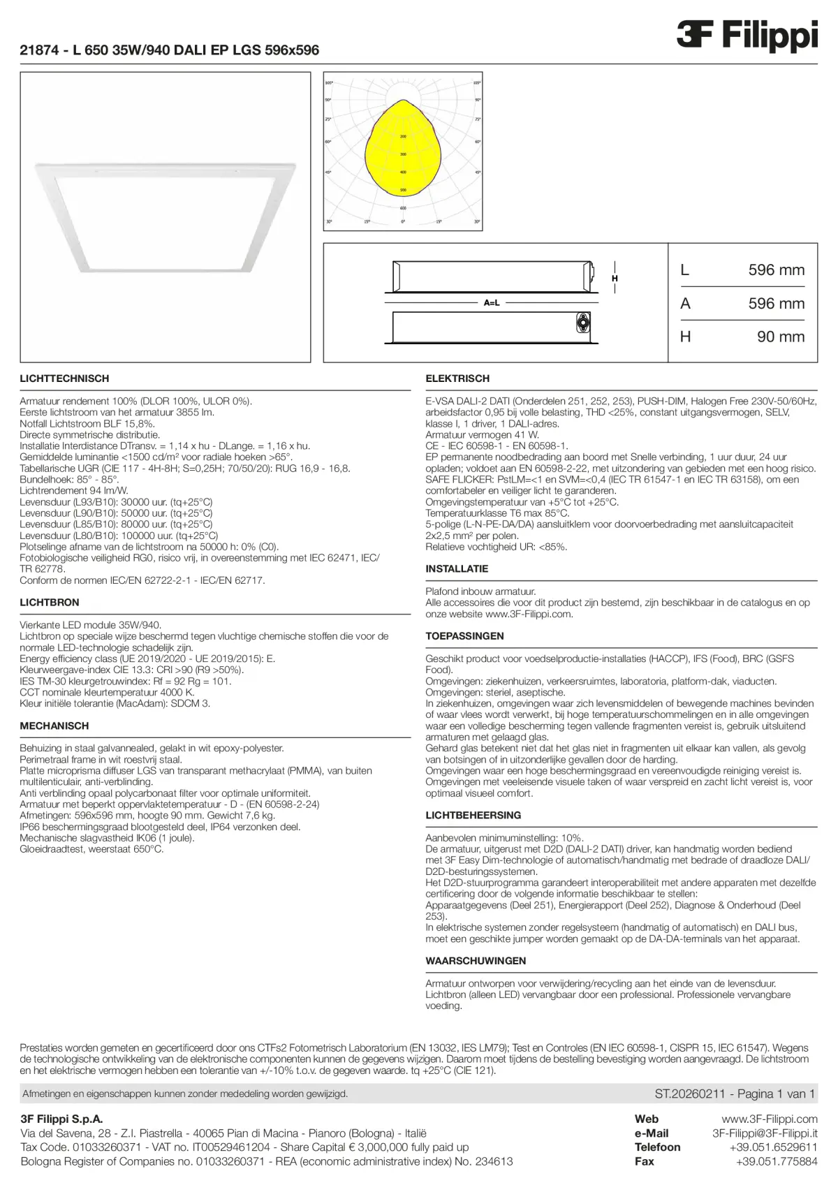 21874 - L 650 35W-940 DALI EP LGS 596x596 - Datasheet - nl