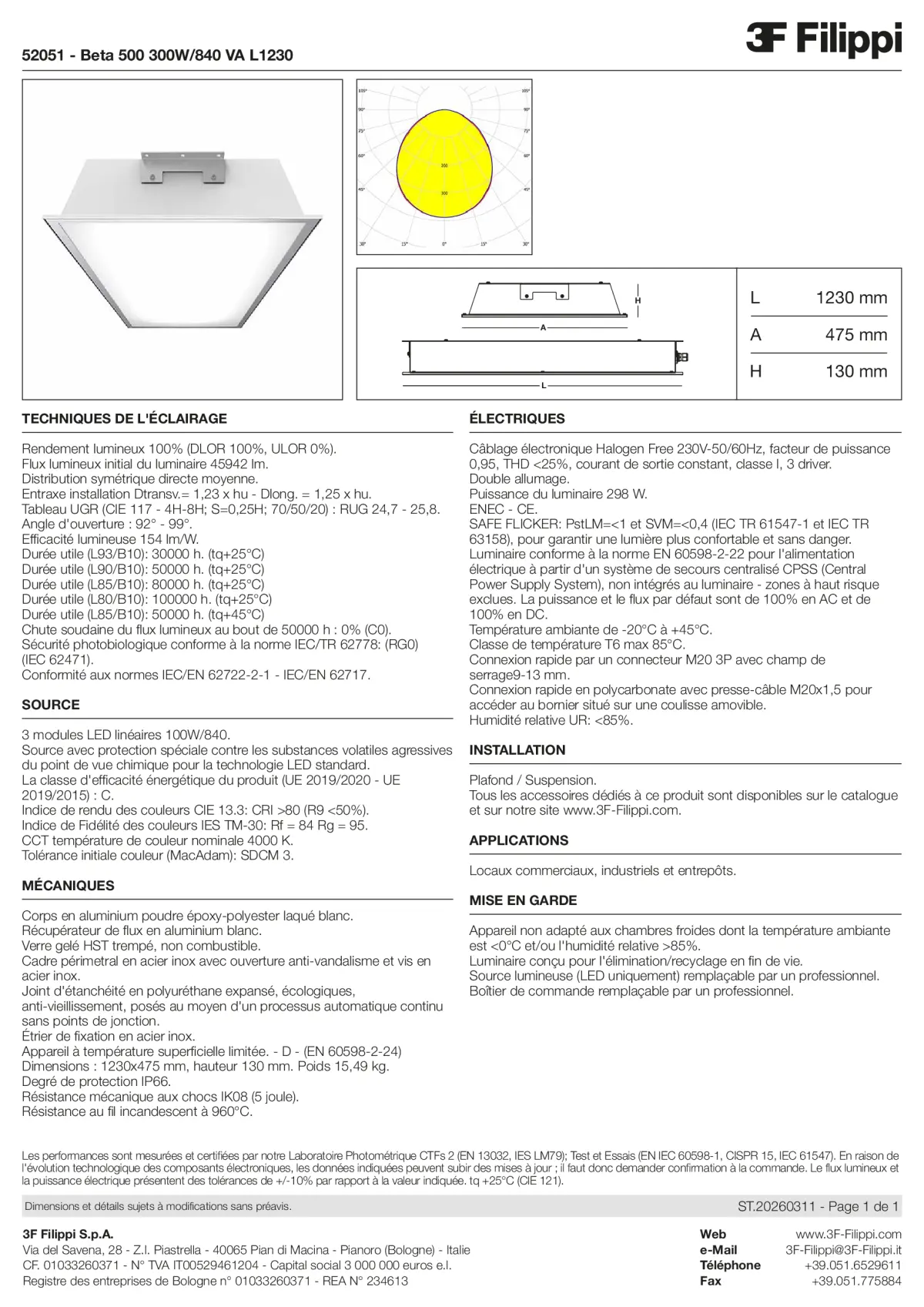 52051 - Beta 500 300W-840 VA L1230 - Datasheet - fr