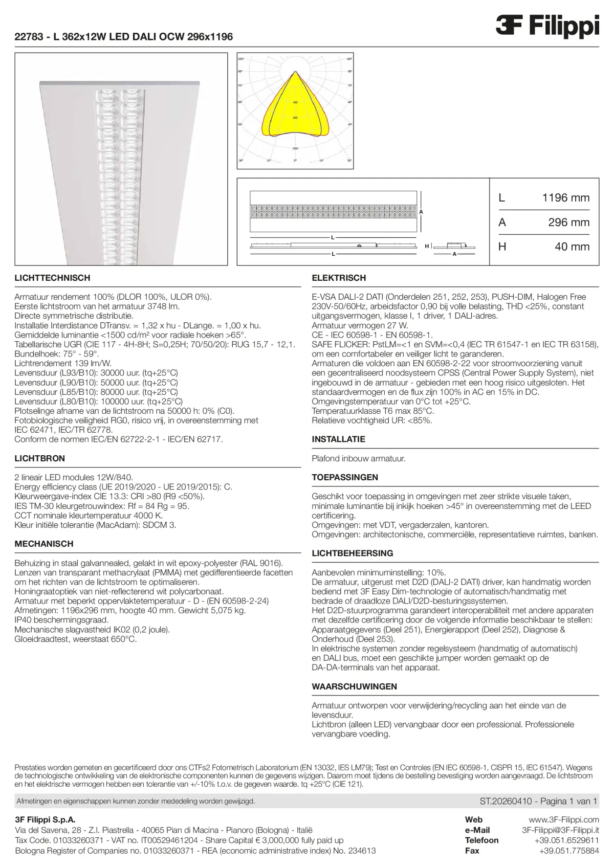 22783 - L 362x12W LED DALI OCW 296x1196 - Datasheet - nl