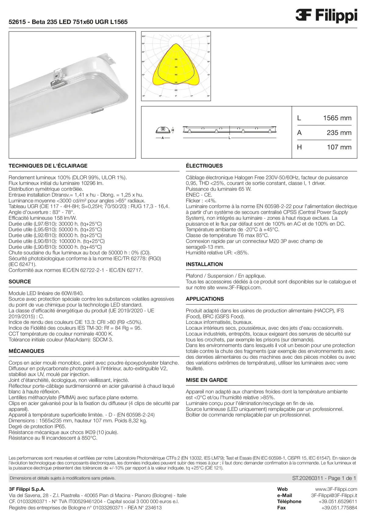 52615 - Beta 235 LED 751x60 UGR L1565 - Datasheet - fr