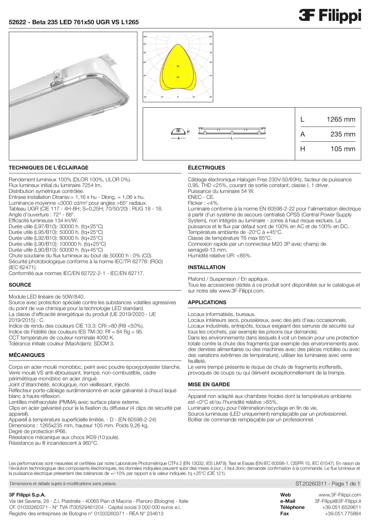 52622 - Beta 235 LED 761x50 UGR VS L1265 - Datasheet - fr