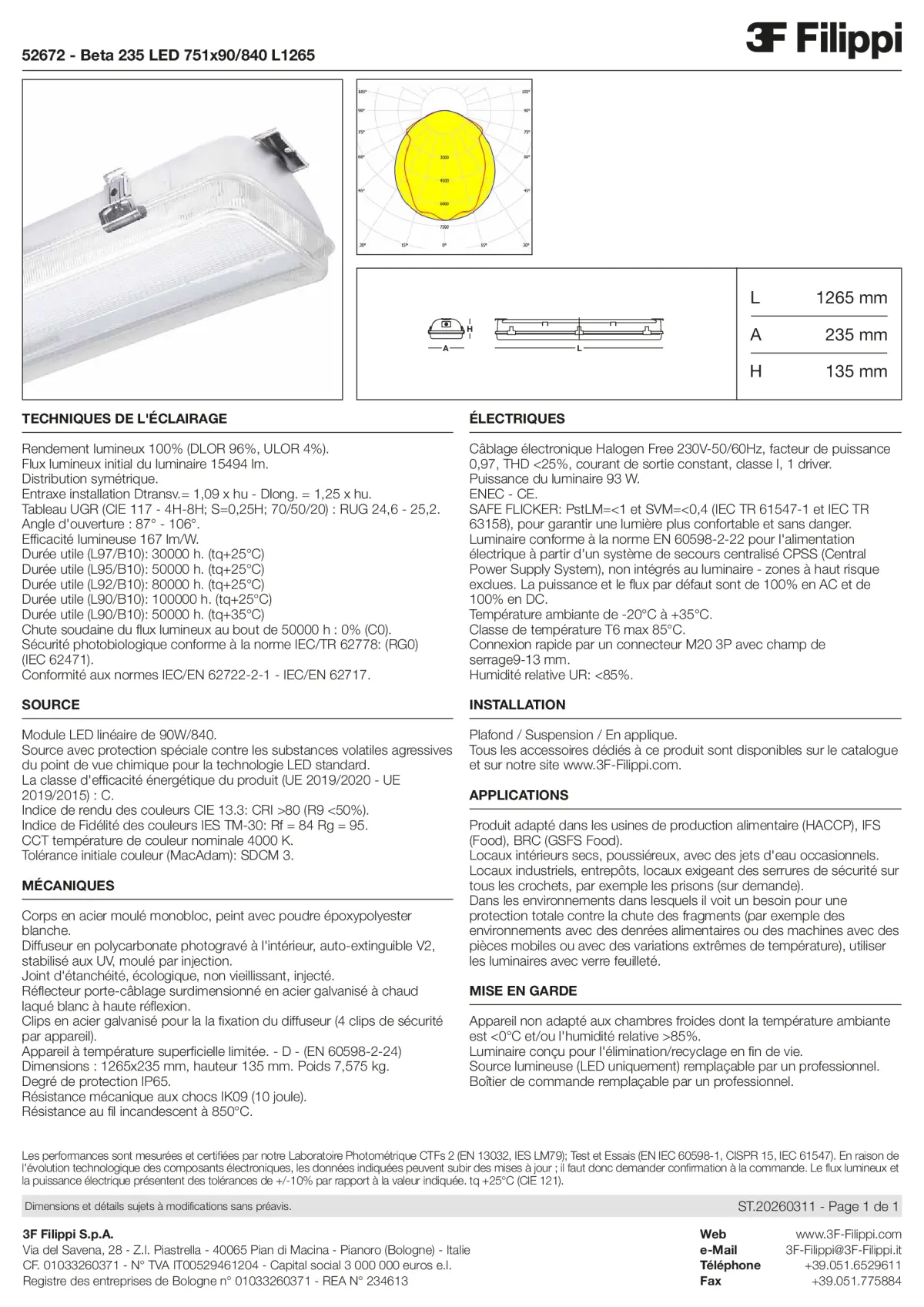 52672 - Beta 235 LED 751x90-840 L1265 - Datasheet - fr