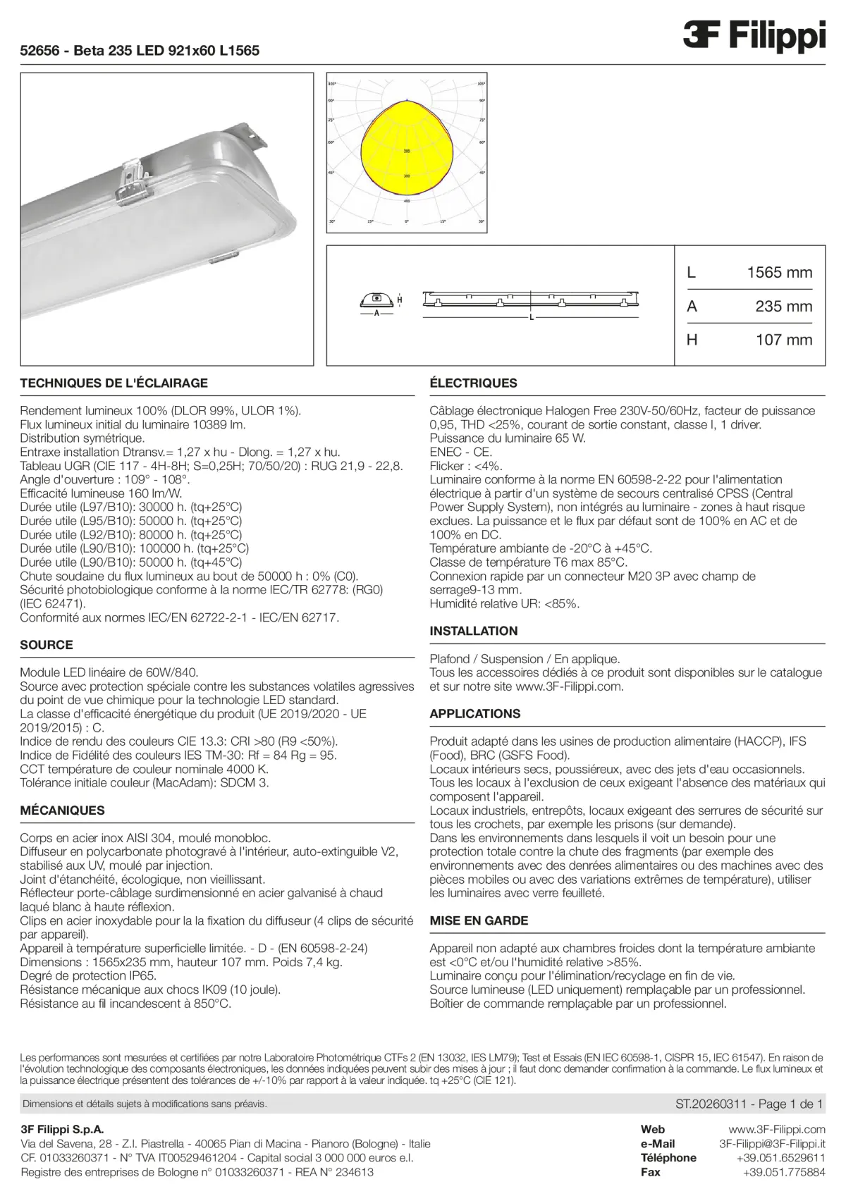 52656 - Beta 235 LED 921x60 L1565 - Datasheet - fr