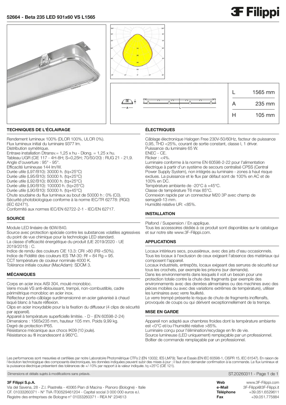 52664 - Beta 235 LED 931x60 VS L1565 - Datasheet - fr