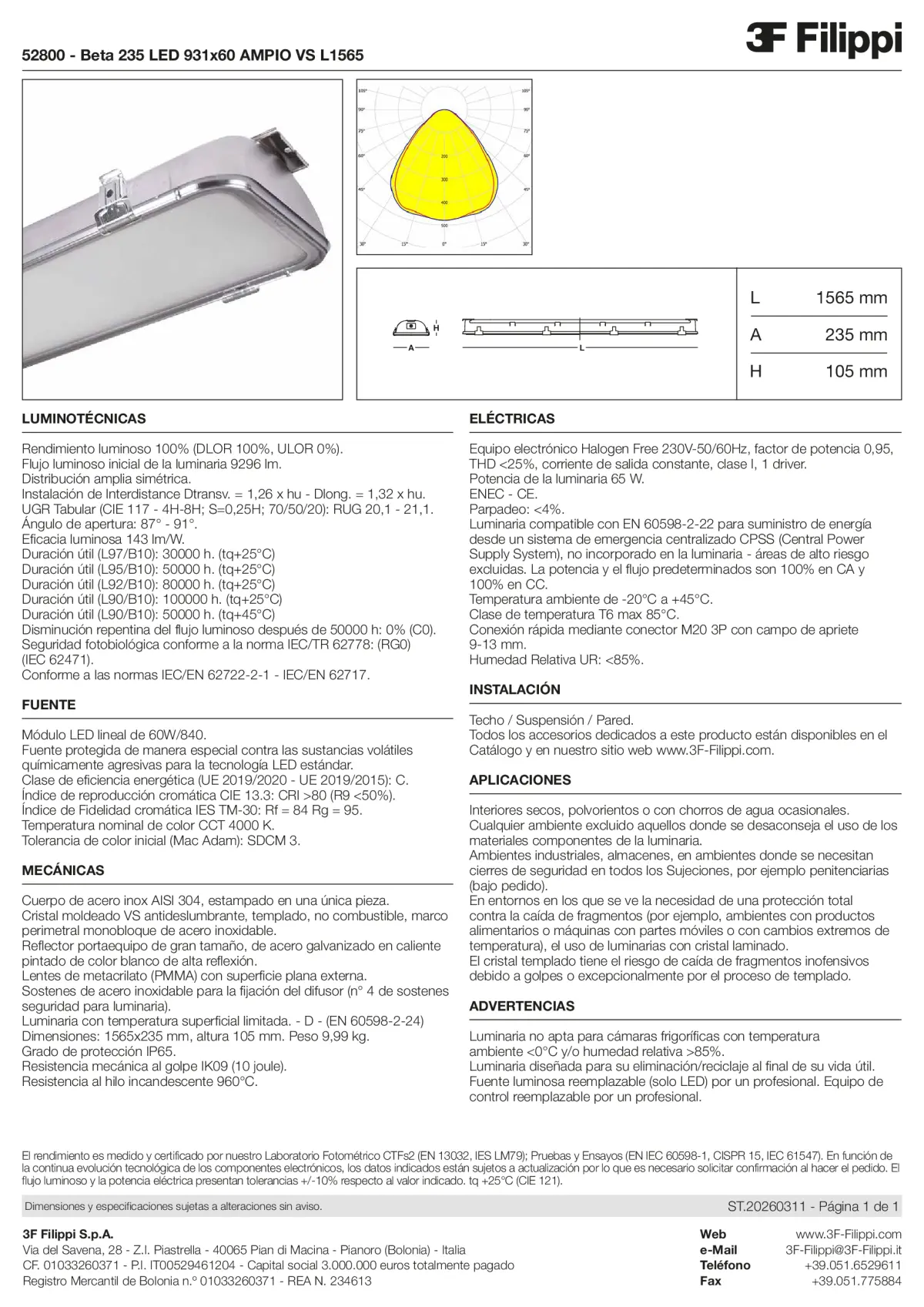 52800 - Beta 235 LED 931x60 AMPIO VS L1565 - Datasheet - es