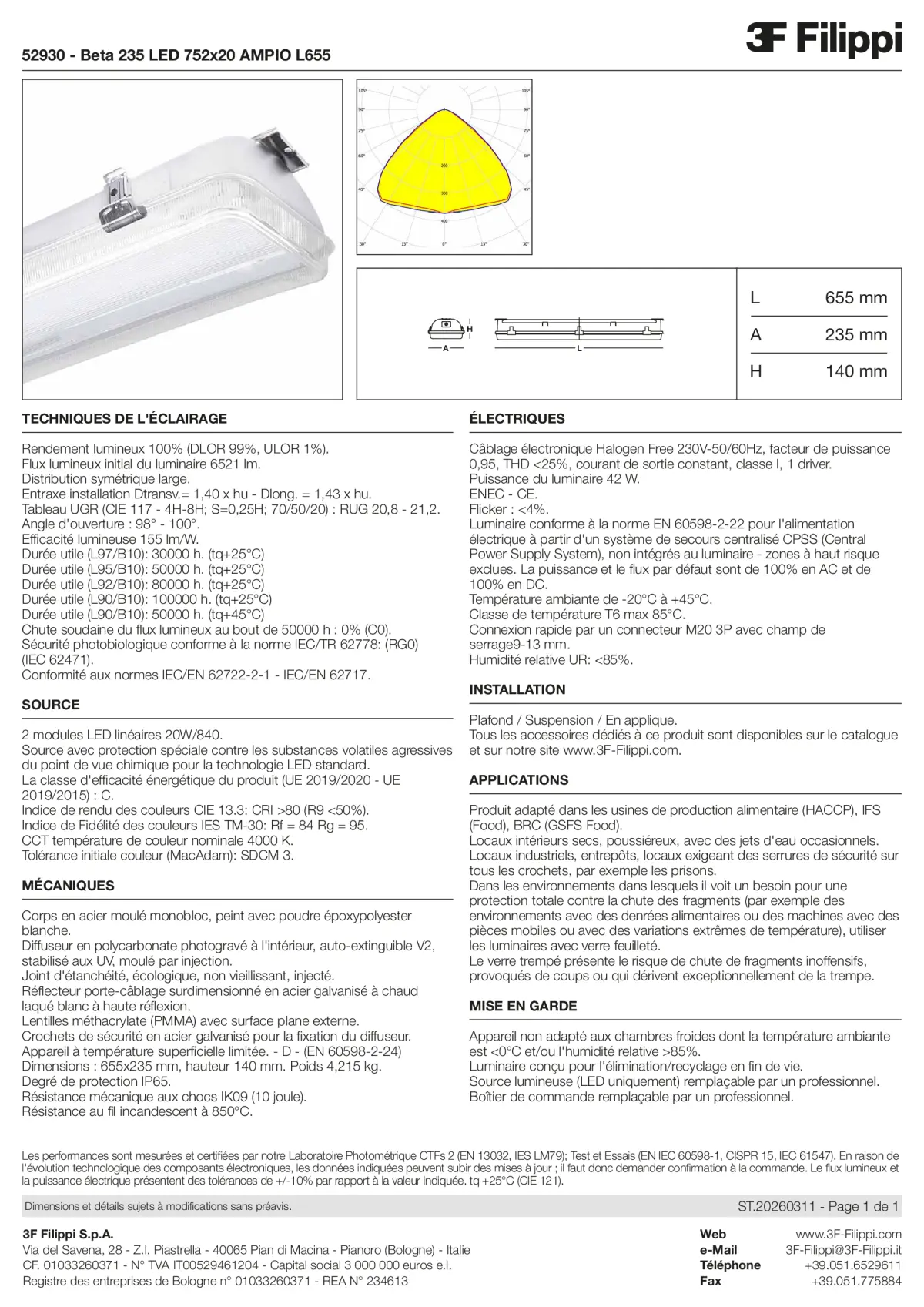 52930 - Beta 235 LED 752x20 AMPIO L655 - Datasheet - fr