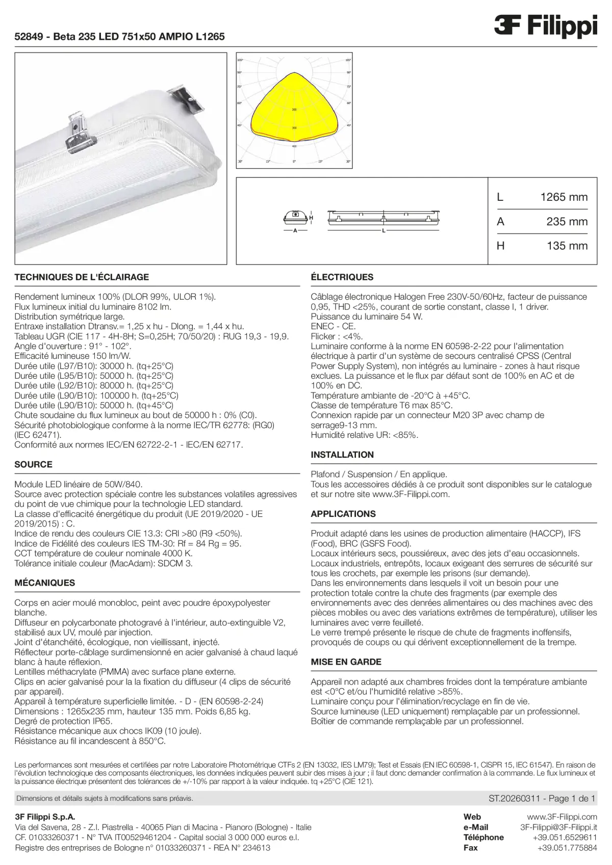 52849 - Beta 235 LED 751x50 AMPIO L1265 - Datasheet - fr