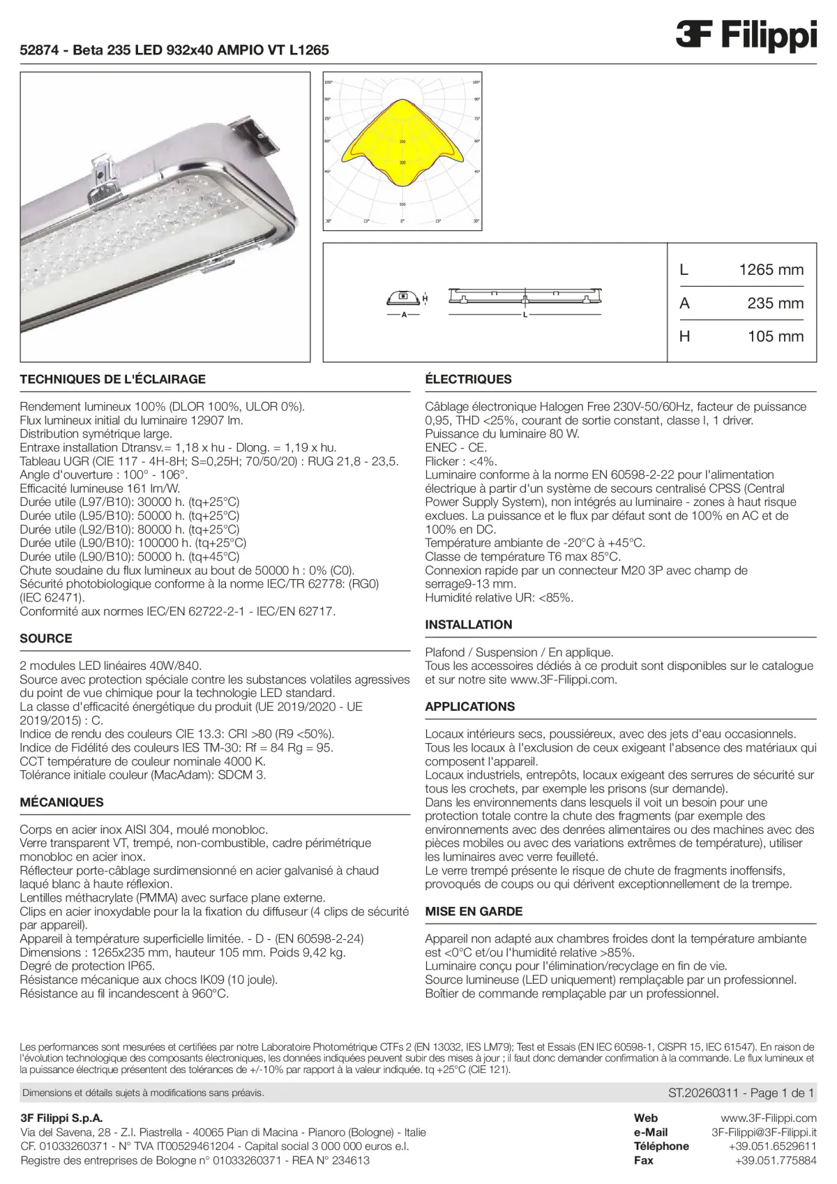 52874 - Beta 235 LED 932x40 AMPIO VT L1265 - Datasheet - fr