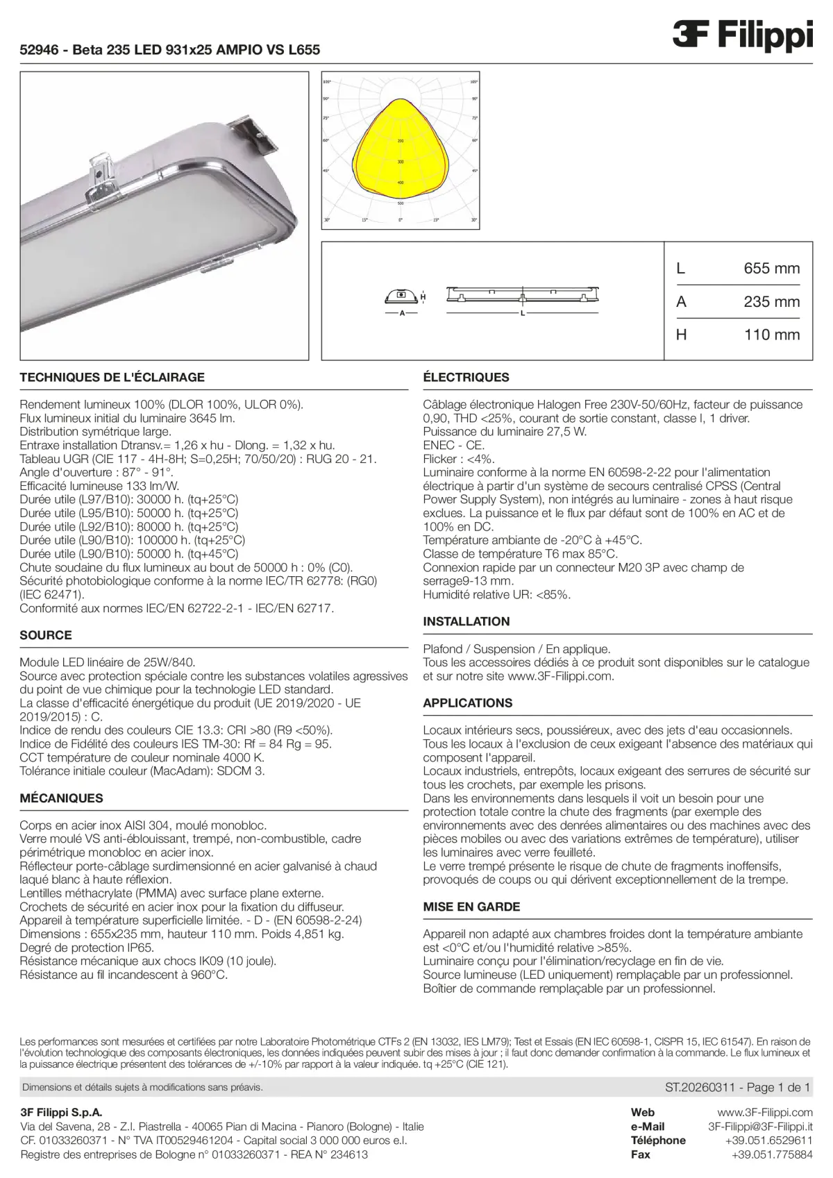 52946 - Beta 235 LED 931x25 AMPIO VS L655 - Datasheet - fr