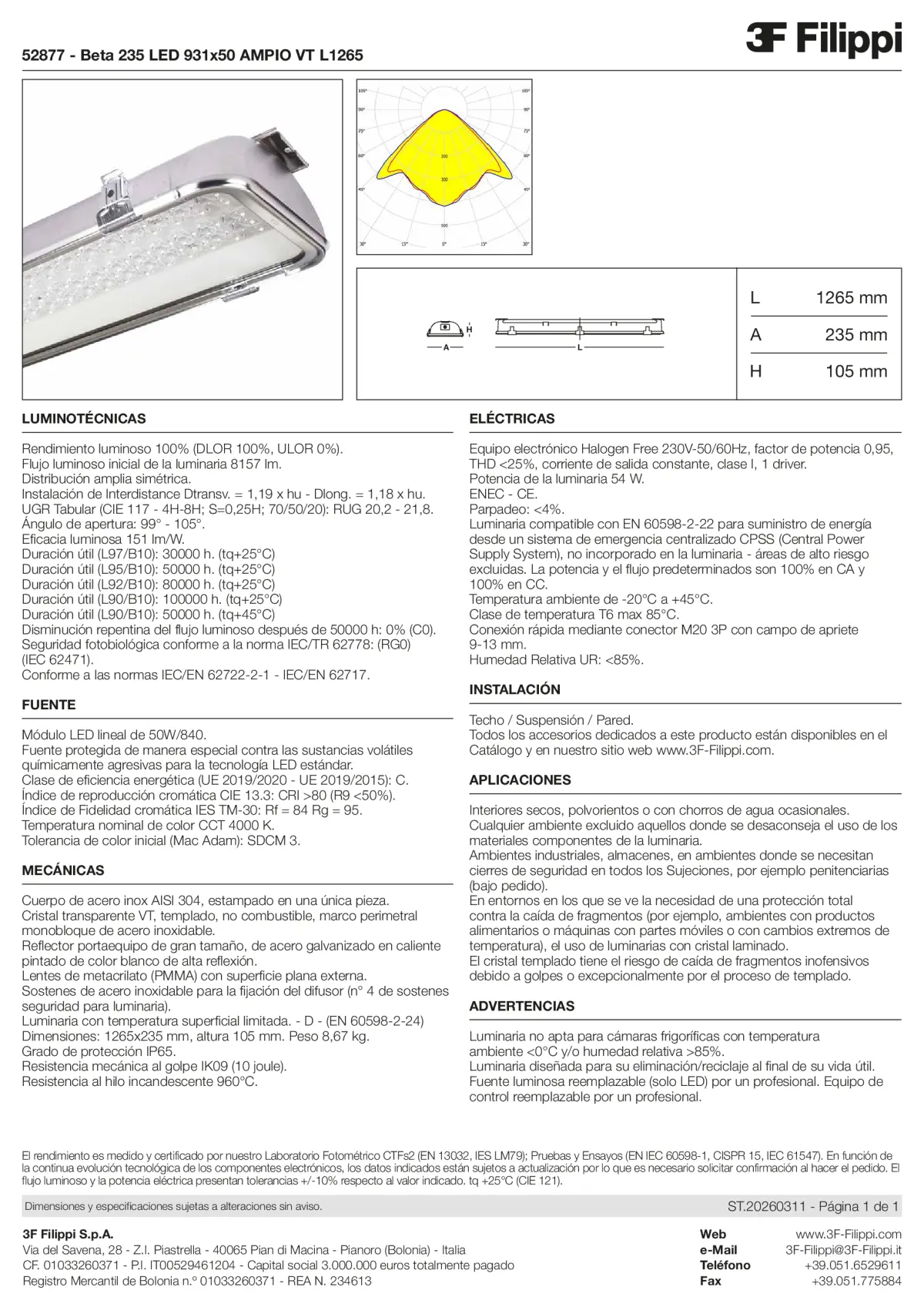 52877 - Beta 235 LED 931x50 AMPIO VT L1265 - Datasheet - es