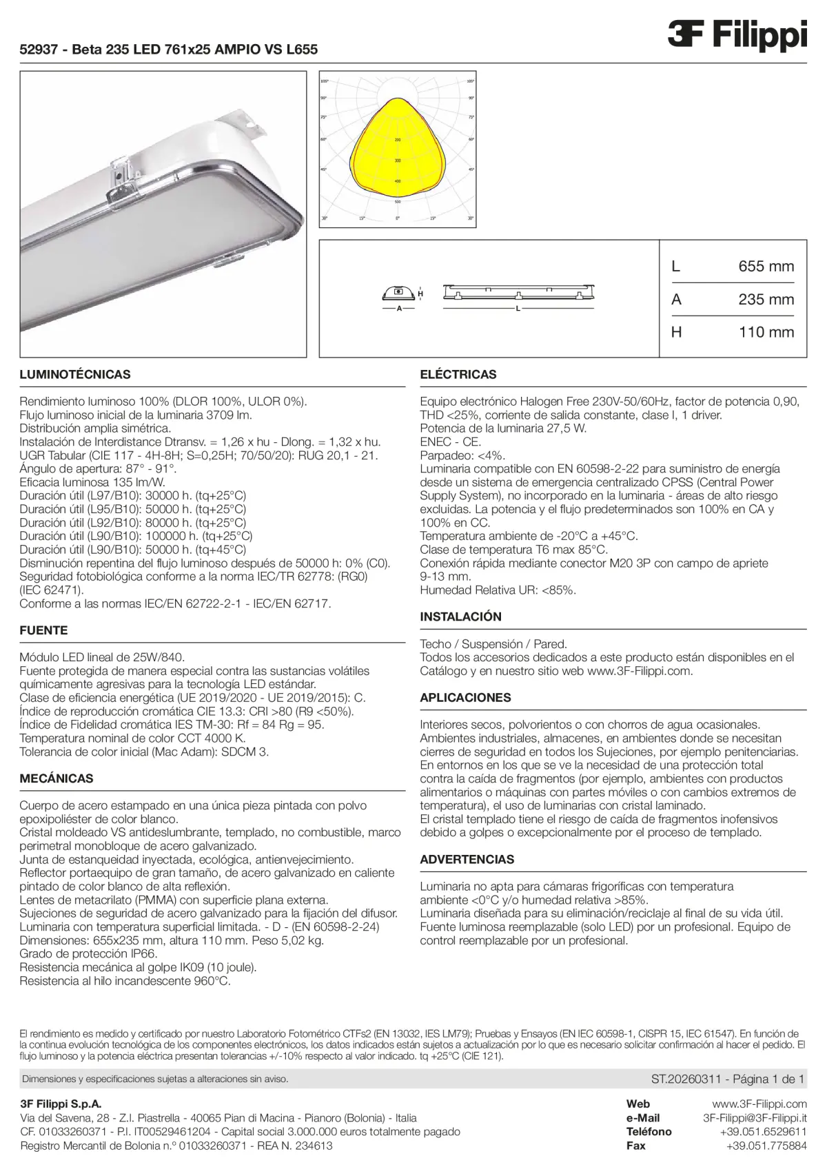 52937 - Beta 235 LED 761x25 AMPIO VS L655 - Datasheet - es