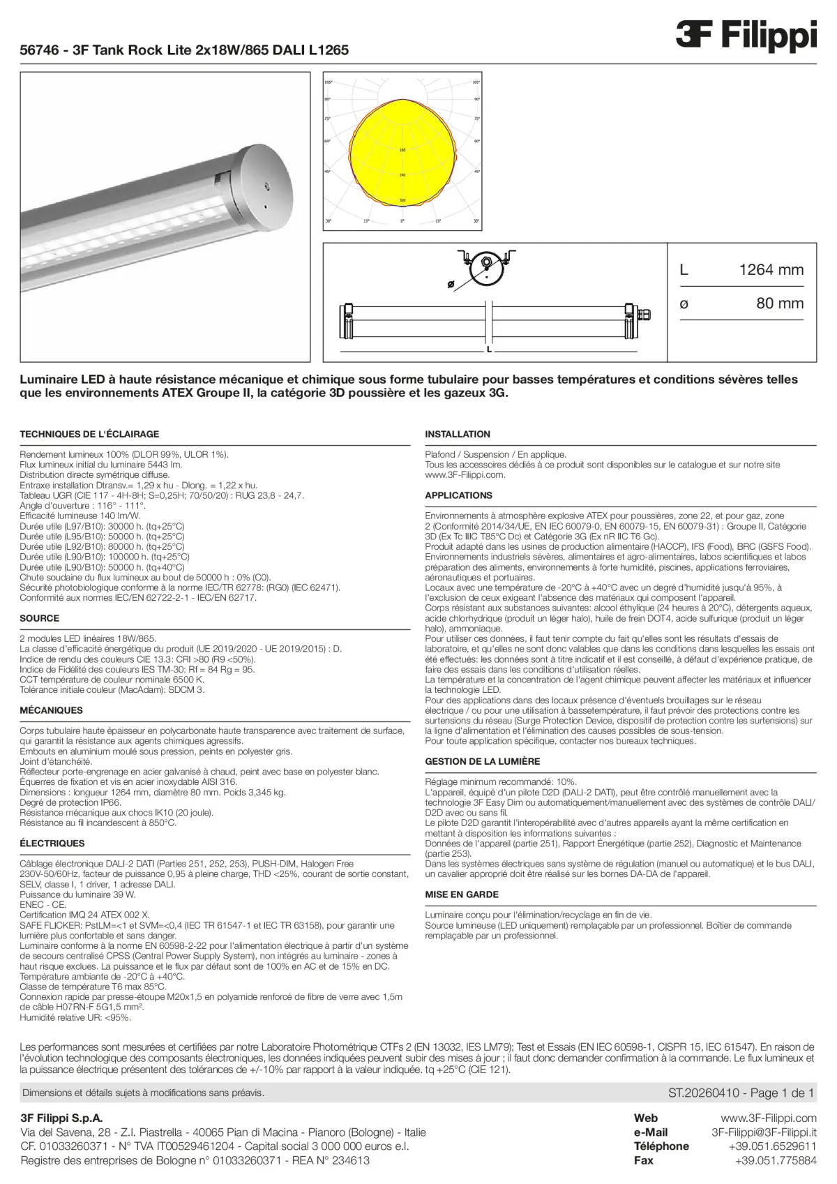 56746 - 3F Tank Rock Lite 2x18W-865 DALI L1265 - Datasheet - fr