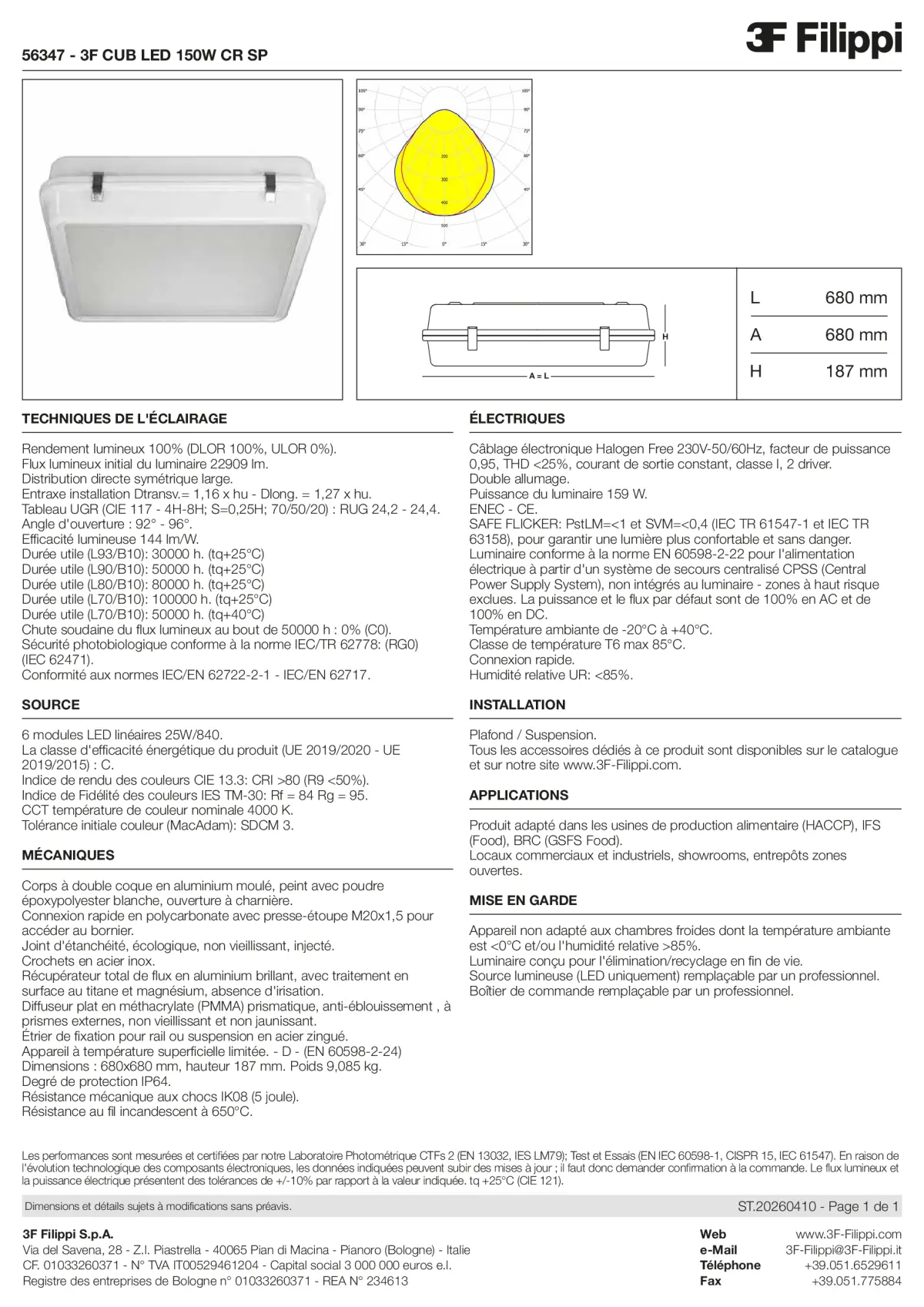 56347 - 3F CUB LED 150W CR SP - Datasheet - fr