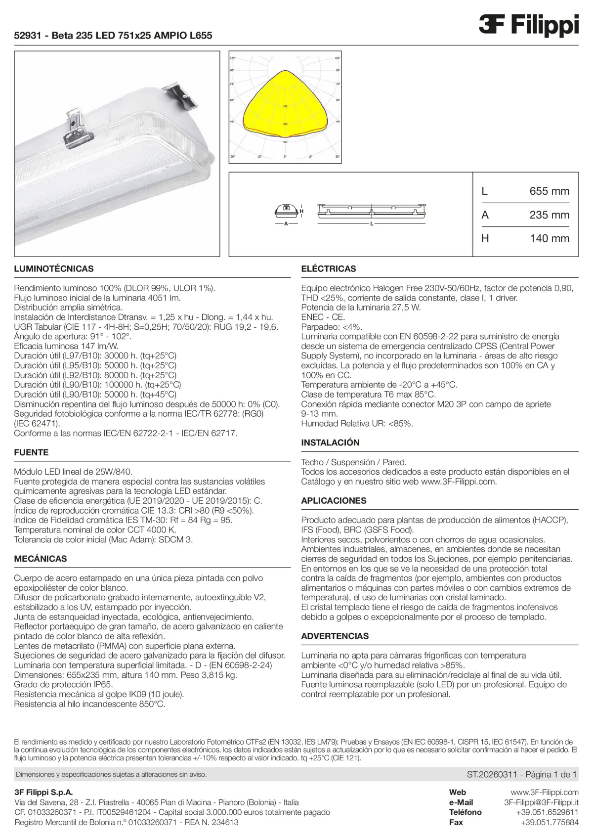 52931 - Beta 235 LED 751x25 AMPIO L655 - Datasheet - es