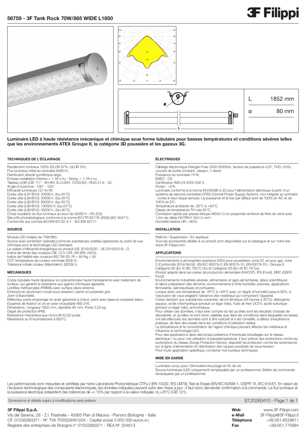 56759 - 3F Tank Rock 70W-865 WIDE L1850 - Datasheet - fr
