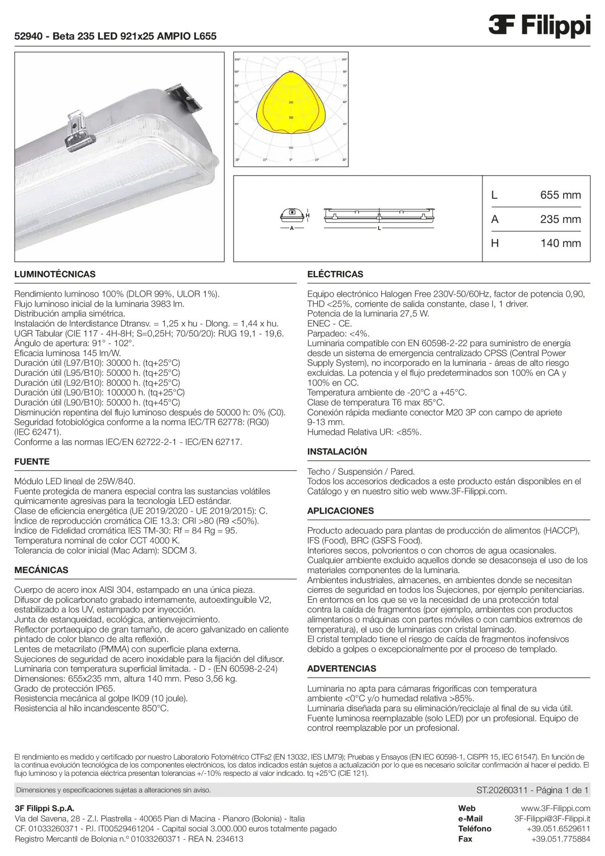 52940 - Beta 235 LED 921x25 AMPIO L655 - Datasheet - es