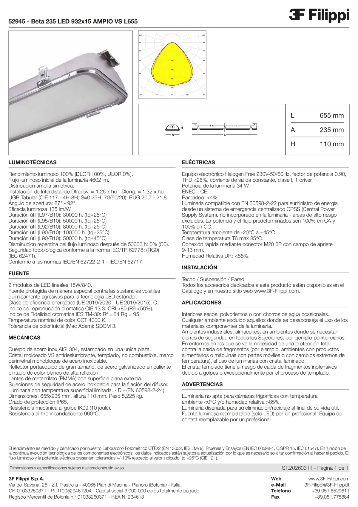 52945 - Beta 235 LED 932x15 AMPIO VS L655 - Datasheet - es