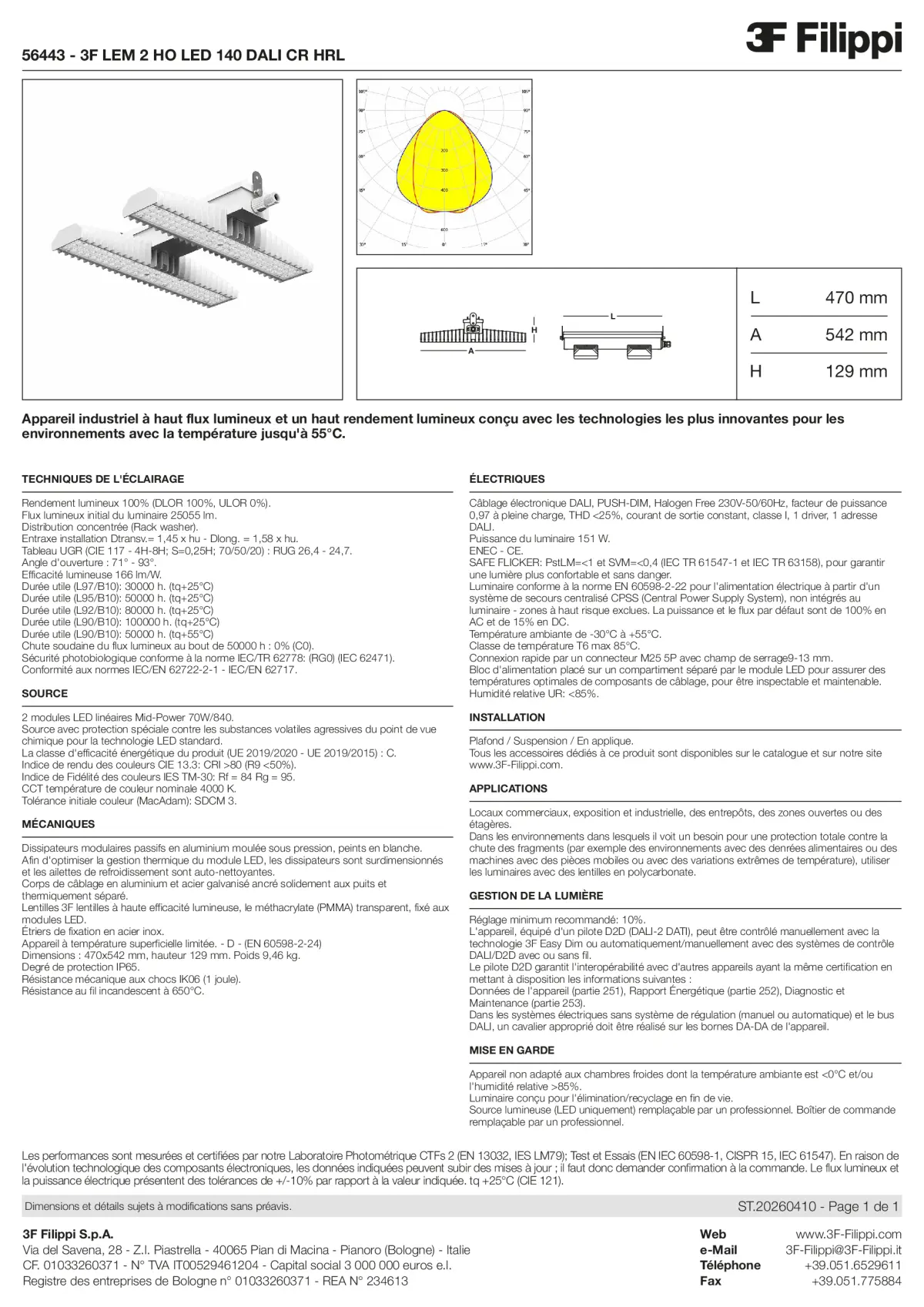 56443 - 3F LEM 2 HO LED 140 DALI CR HRL - Datasheet - fr