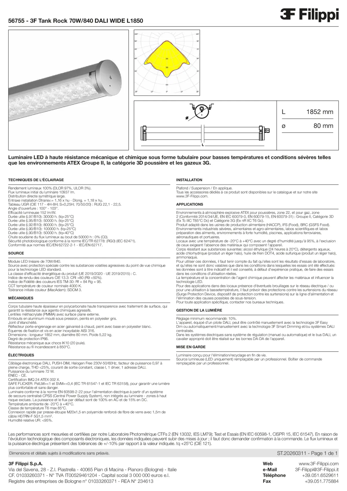 56755 - 3F Tank Rock 70W-840 DALI WIDE L1850 - Datasheet - fr